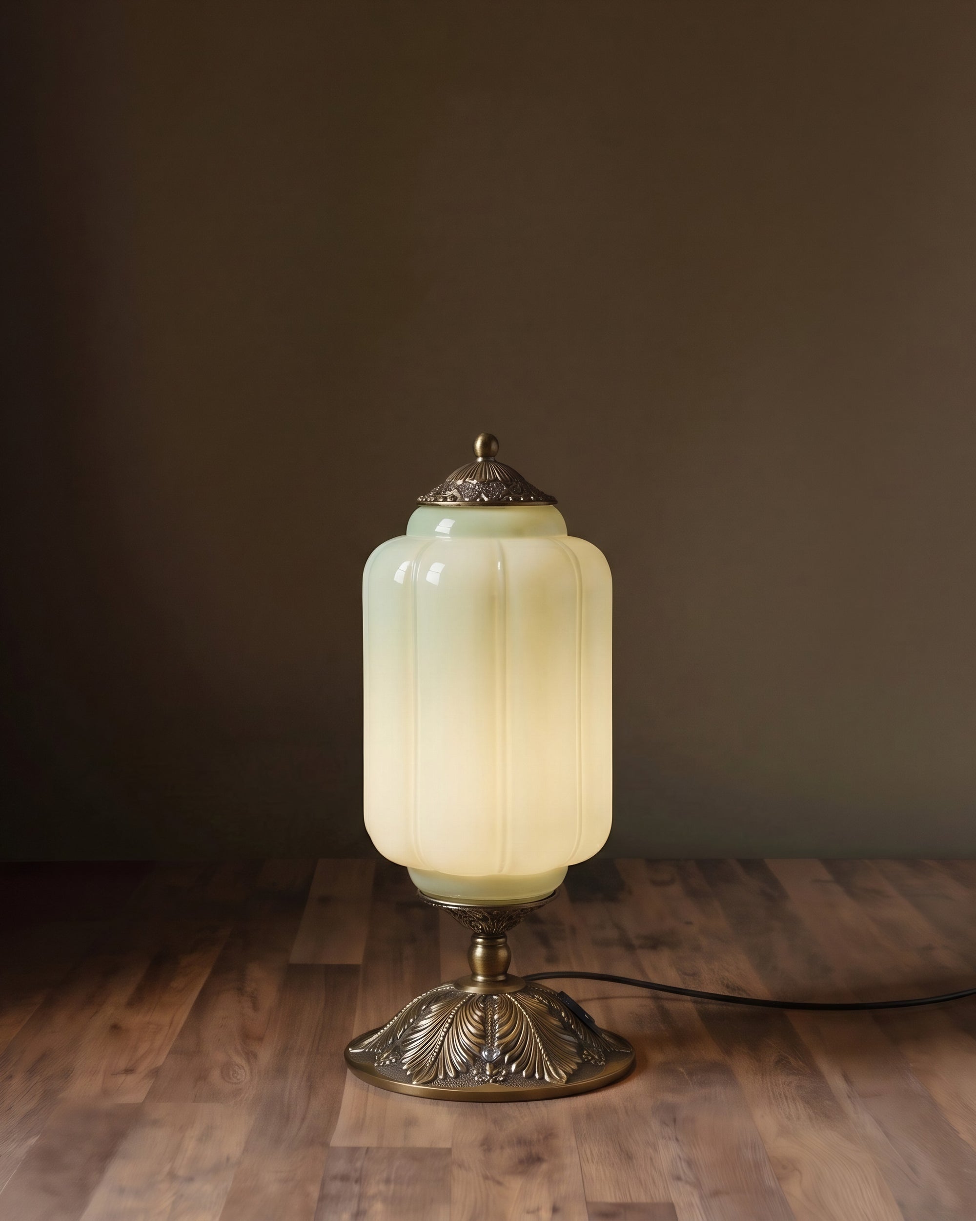 Verdant Heirloom Milk Glass Table Lamp
