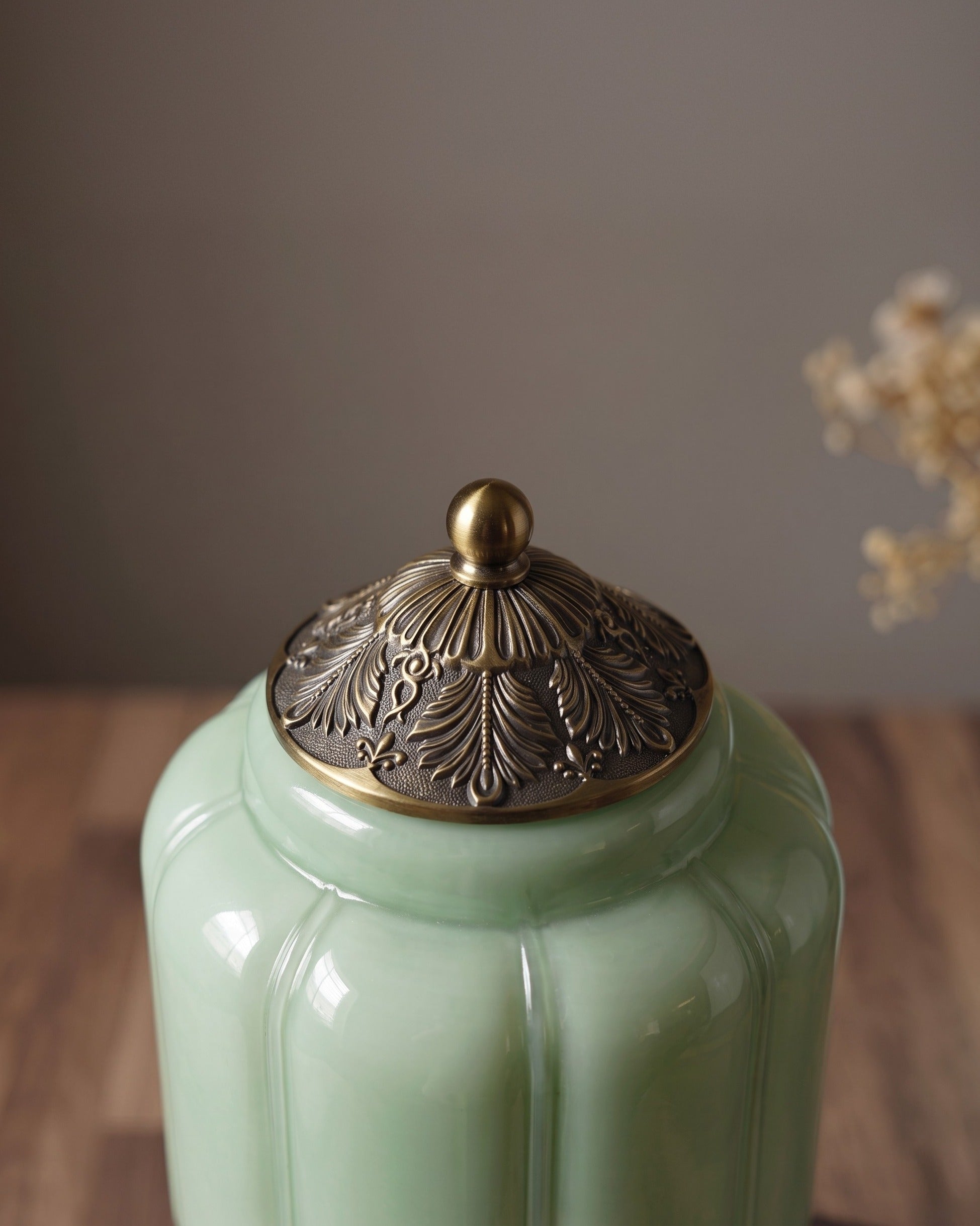 Verdant Heirloom Milk Glass Table Lamp