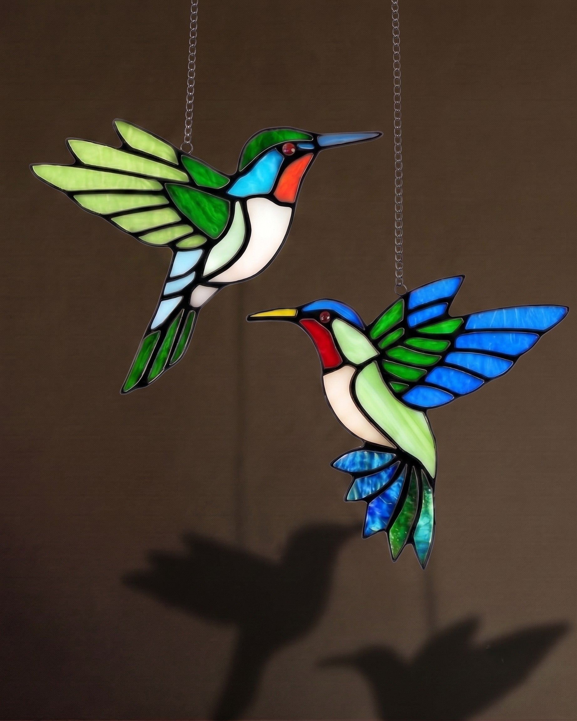 Aero Stained Glass Hummingbirds: Handcrafted Copper-Foil Window &amp; Architectural Light Sculptures