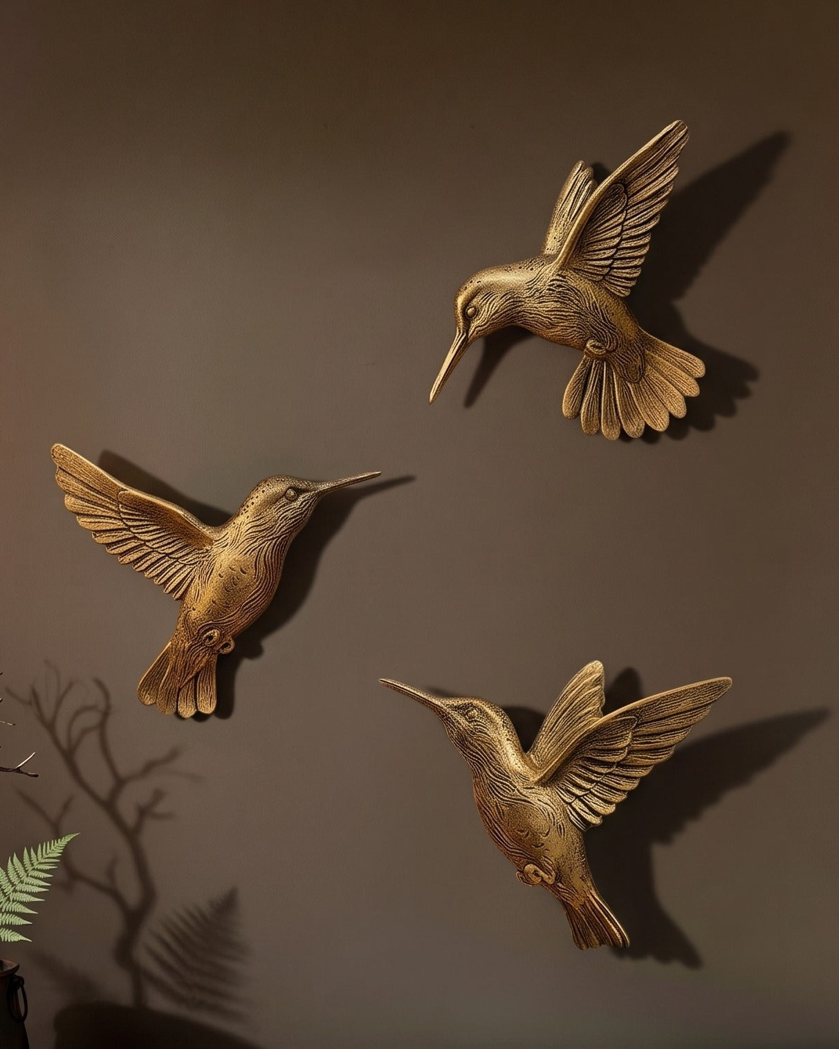 Meadow &amp; Hearth Vintage Gold Hummingbird Wall Art
