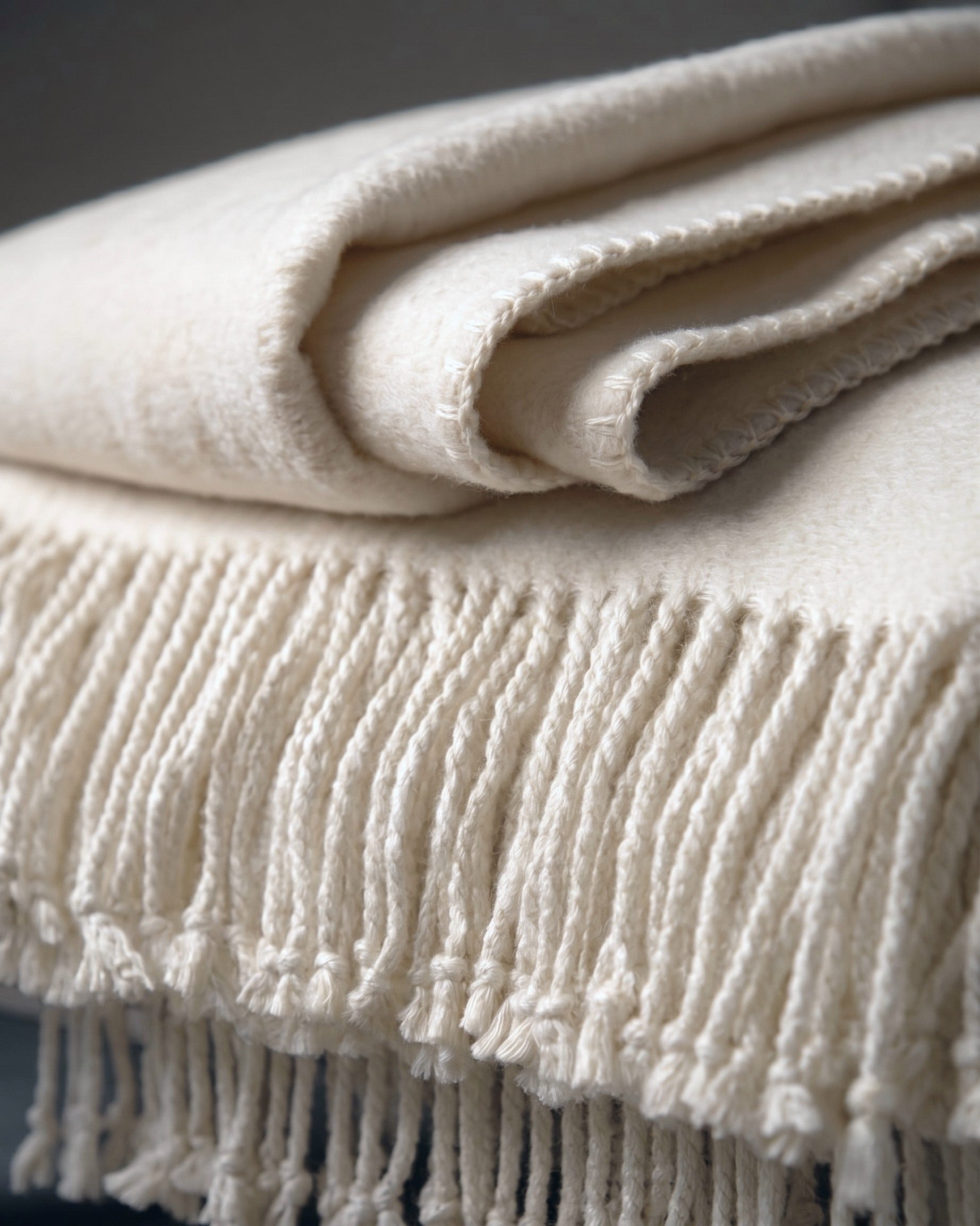 Cascadia Fringed Mulberry Silk Throw – Ivory