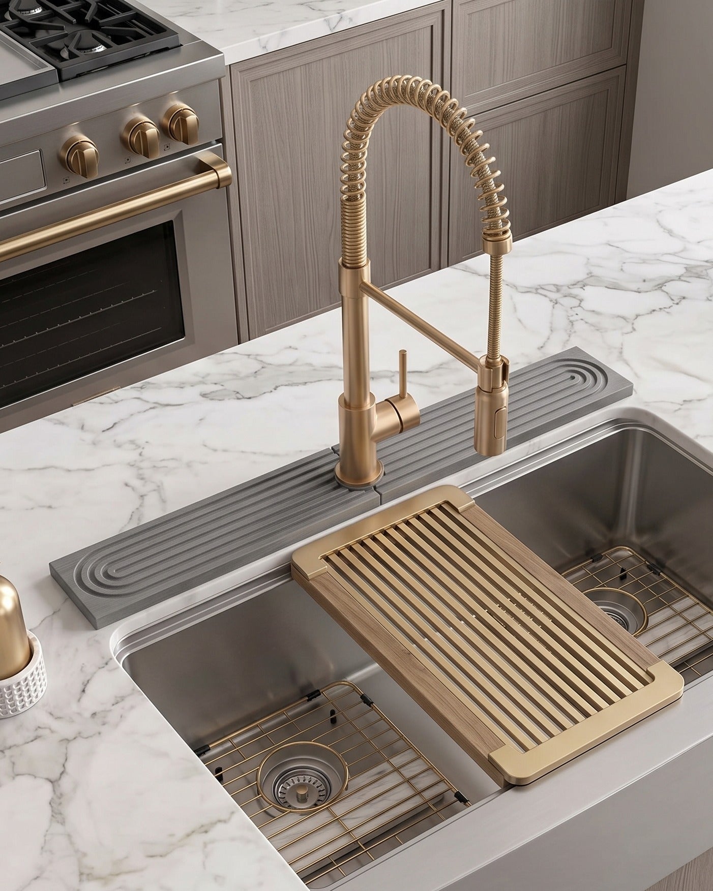 TerraDry Natural Stone Faucet Splash Guard &amp; Draining Mat – Premium Slate Diatomaceous Earth
