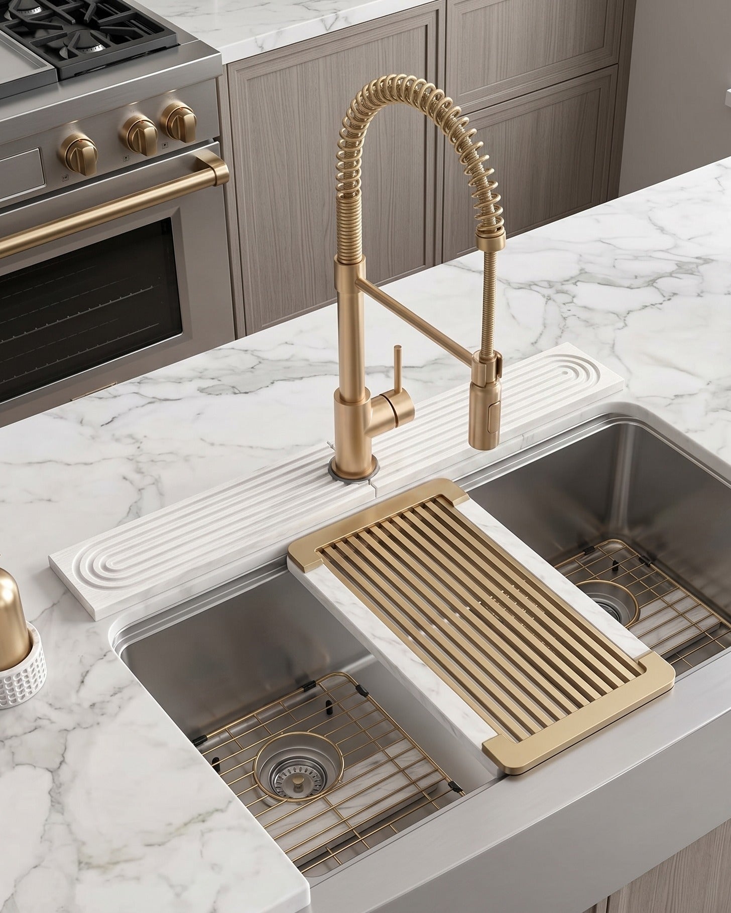 TerraDry Natural Stone Faucet Splash Guard &amp; Draining Mat – Premium Slate Diatomaceous Earth