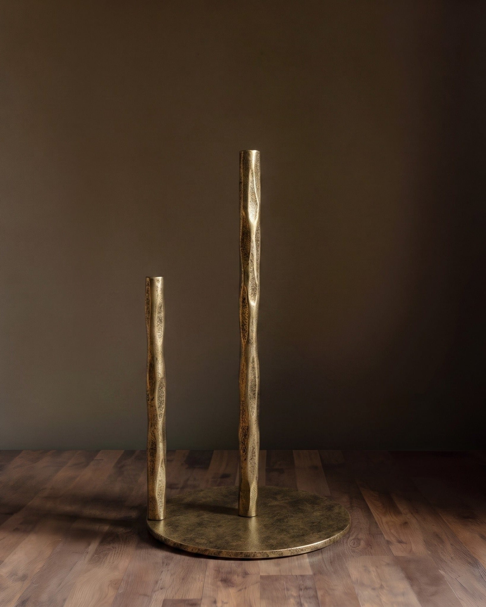 The Vulcan Hand-Forged Brass Paper Towel Stand