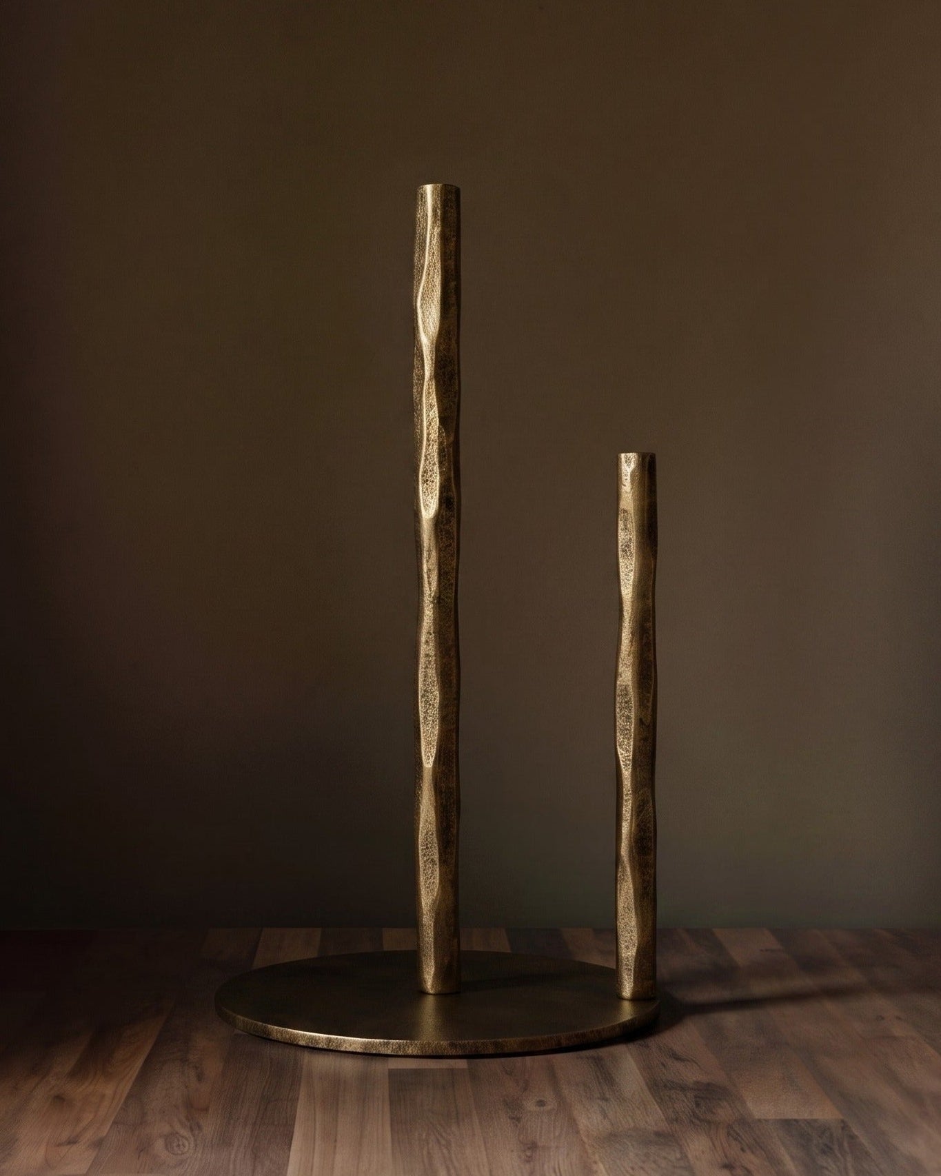 The Vulcan Hand-Forged Brass Paper Towel Stand