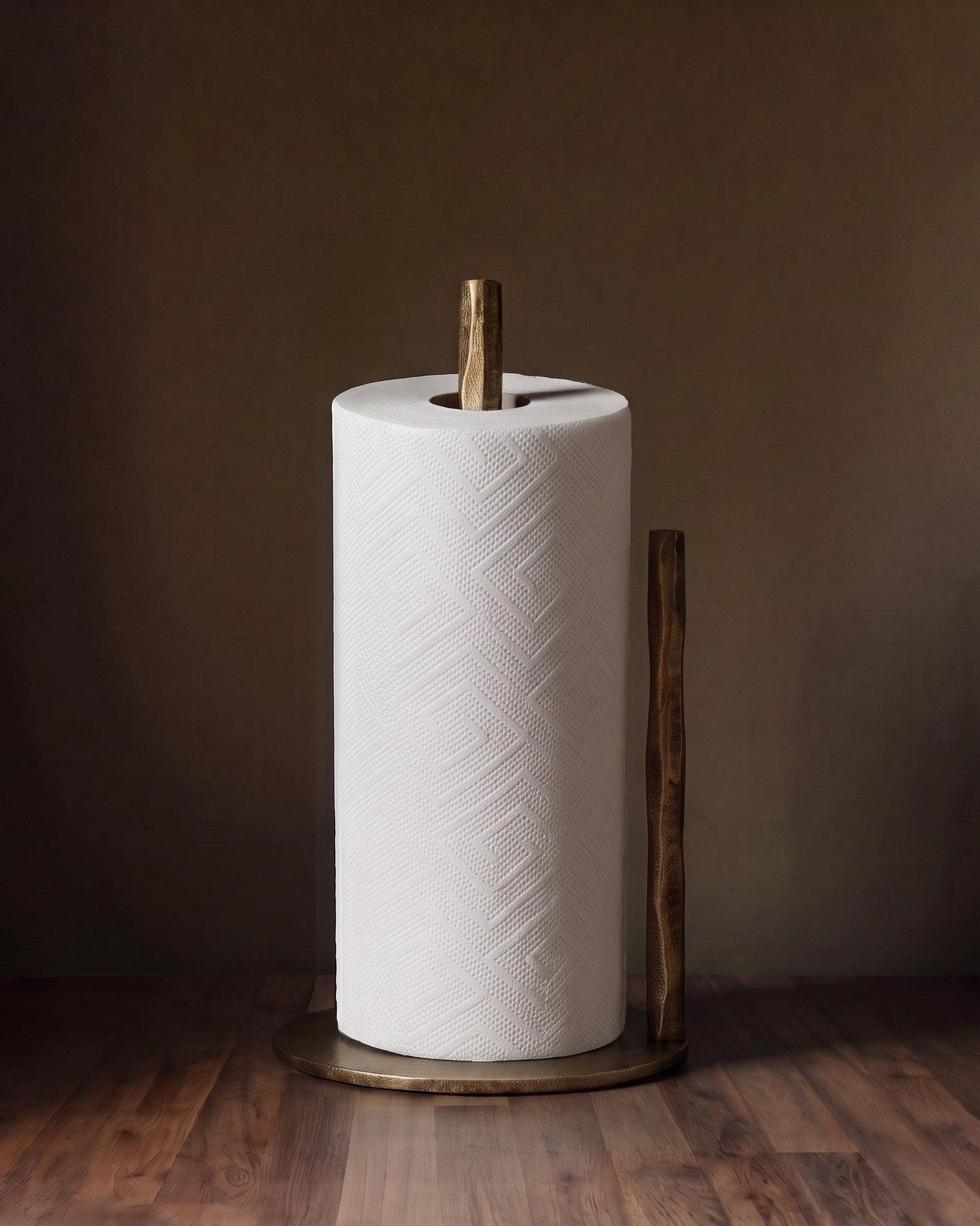 The Vulcan Hand-Forged Brass Paper Towel Stand
