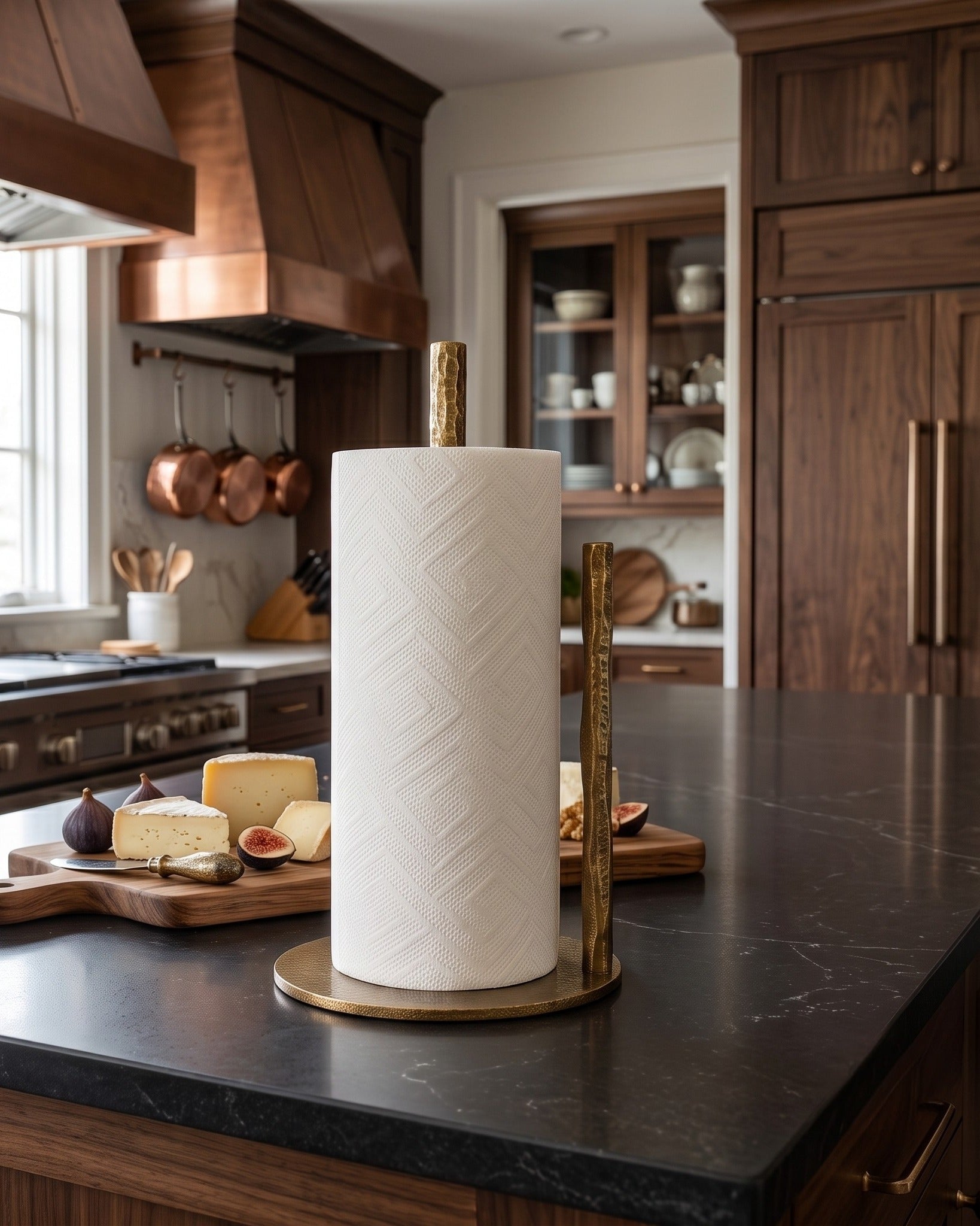 The Vulcan Hand-Forged Brass Paper Towel Stand