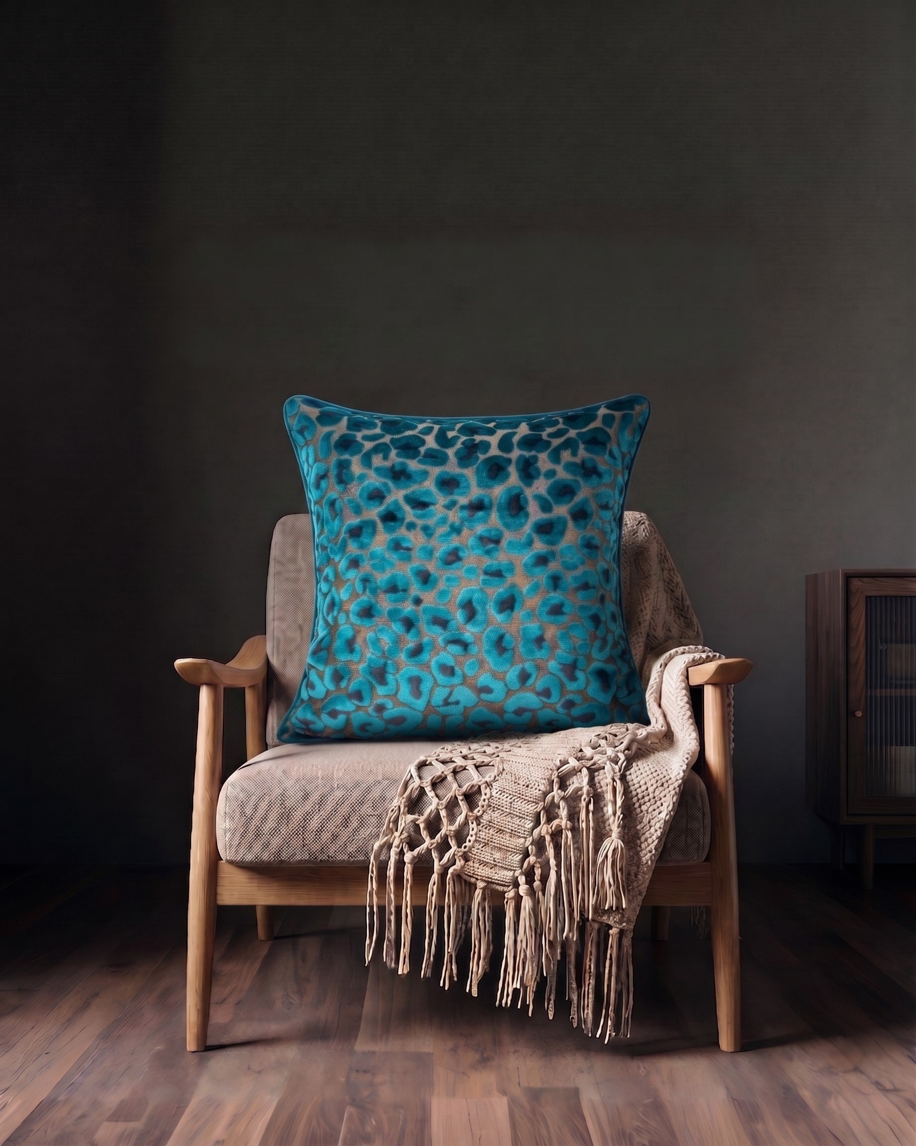 The Serengeti Sapphire Cut Velvet Pillow Royalty