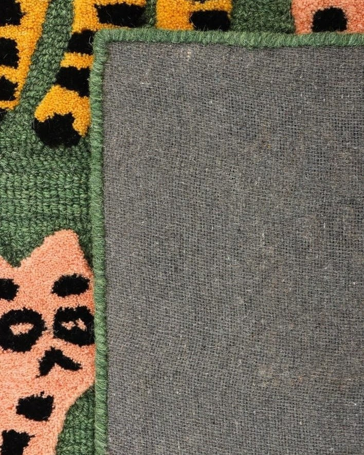 The Savanna Menagerie Wool Rug - Emerald &amp; Blush