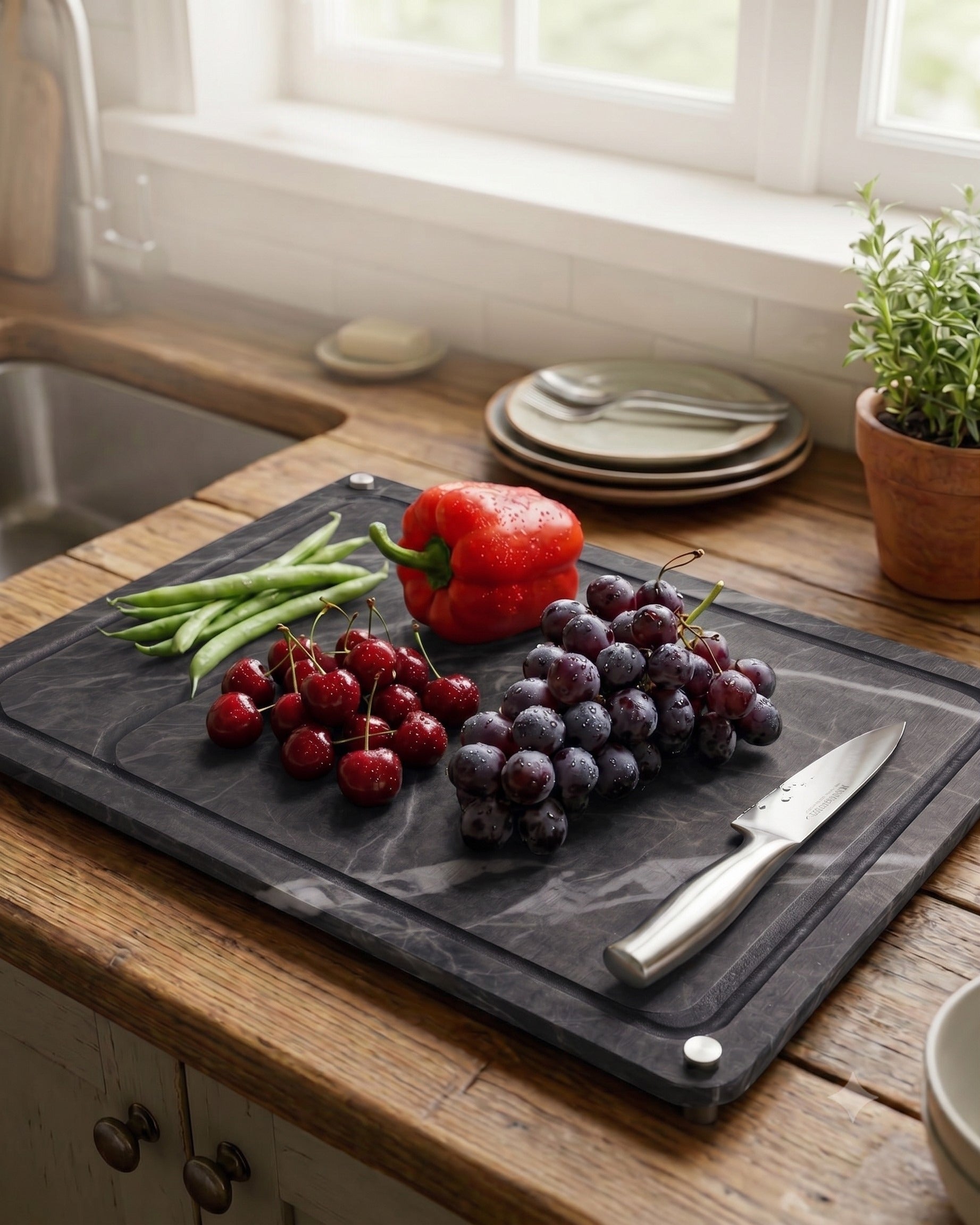 TerraDry Natural Stone Dish Drying Mat – Premium Slate Diatomaceous Earth Kitchen Mat