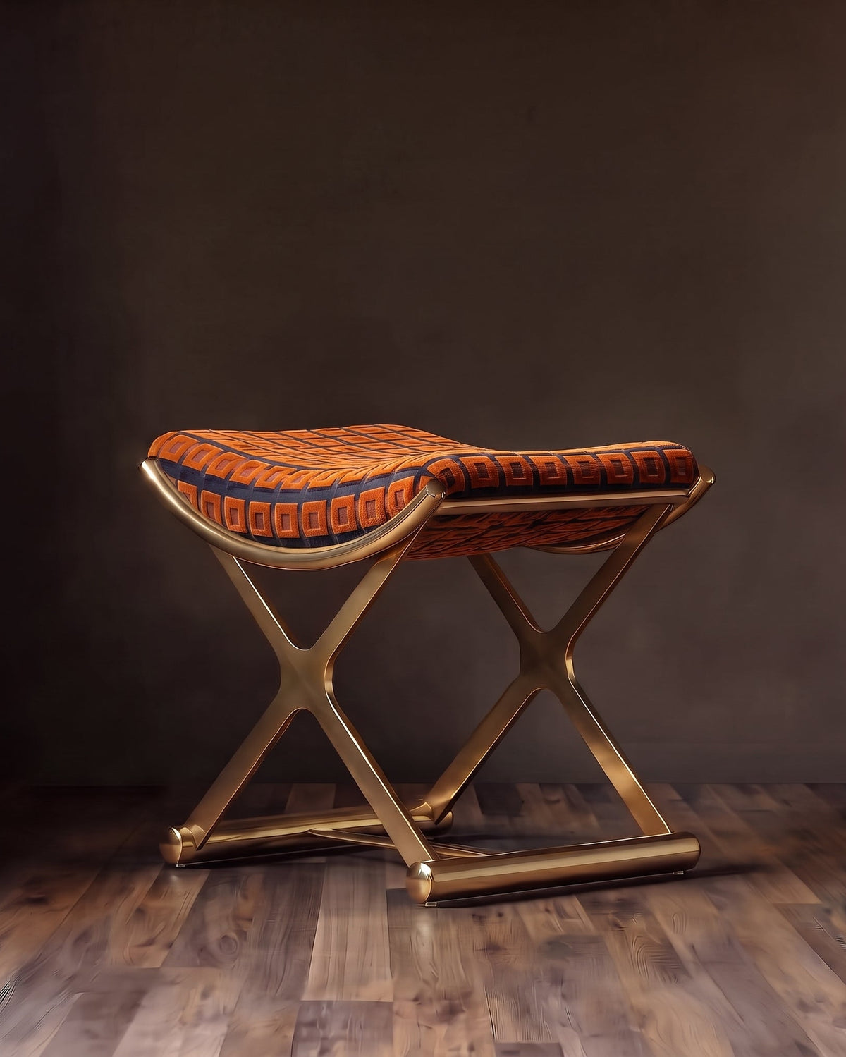 The Sovereign Cut-Velvet Vanity Stool