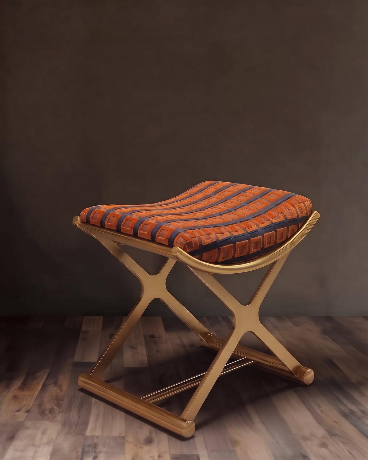 The Sovereign Cut-Velvet Vanity Stool