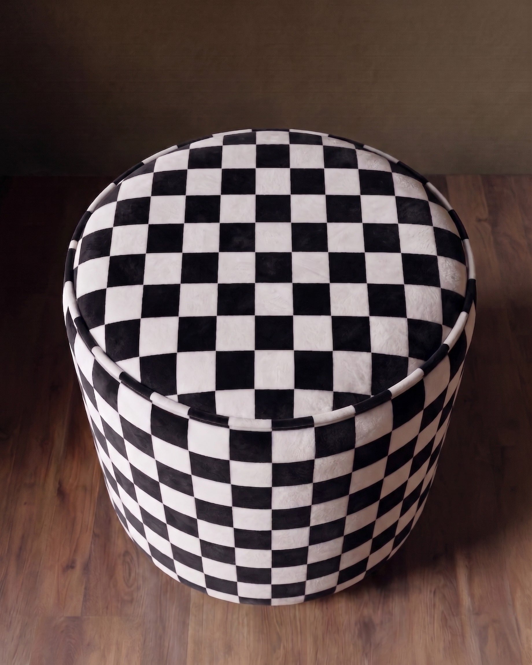 The Checkerboard Grand Velvet Ottoman