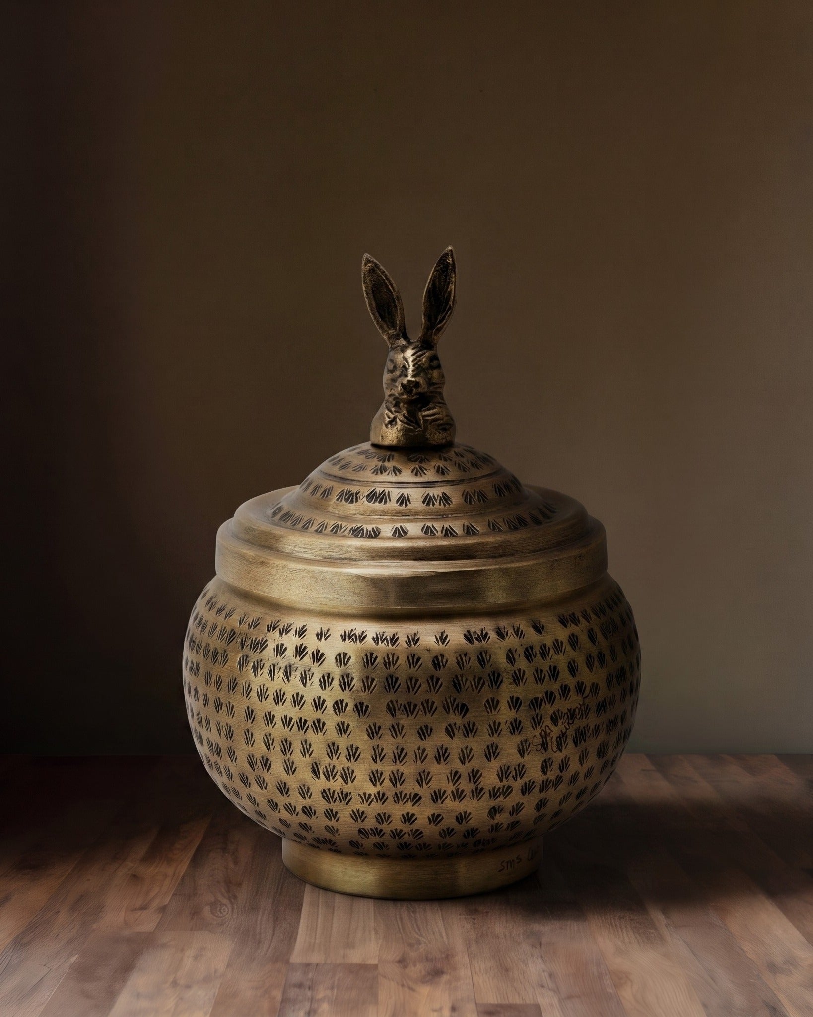 The Harlow Hand-Stamped Brass Bunny Container