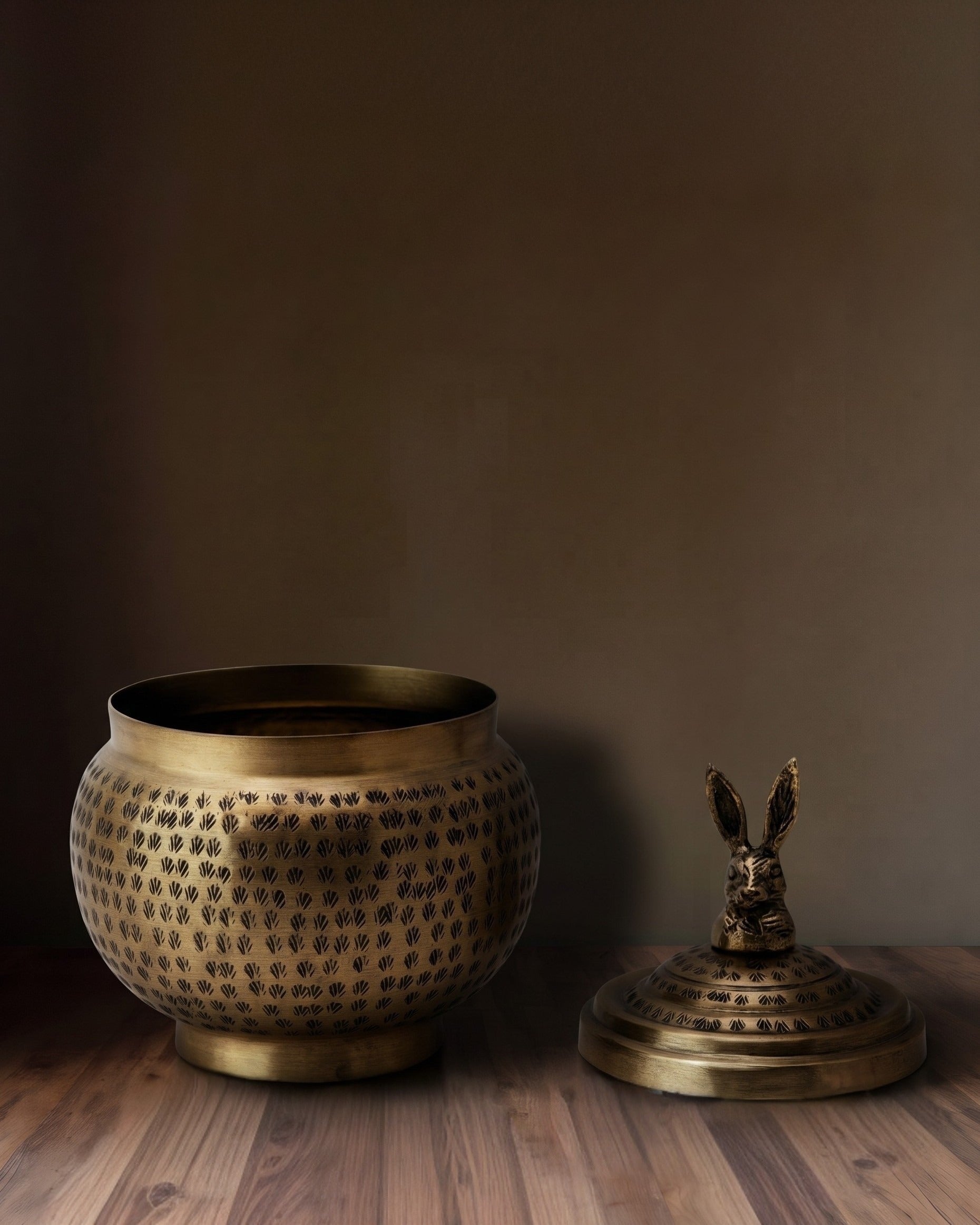 The Harlow Hand-Stamped Brass Bunny Container