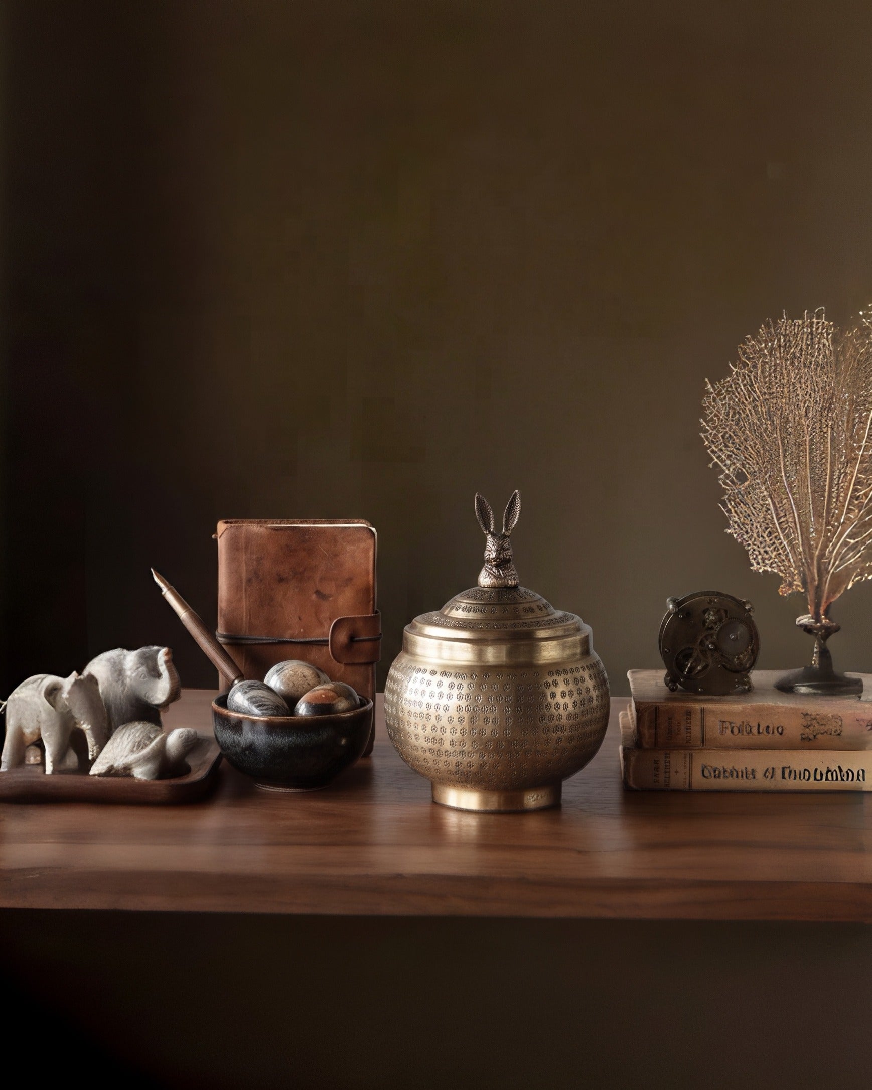 The Harlow Hand-Stamped Brass Bunny Container