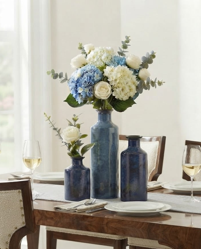 The Indigo Horizon Ceramic Vases