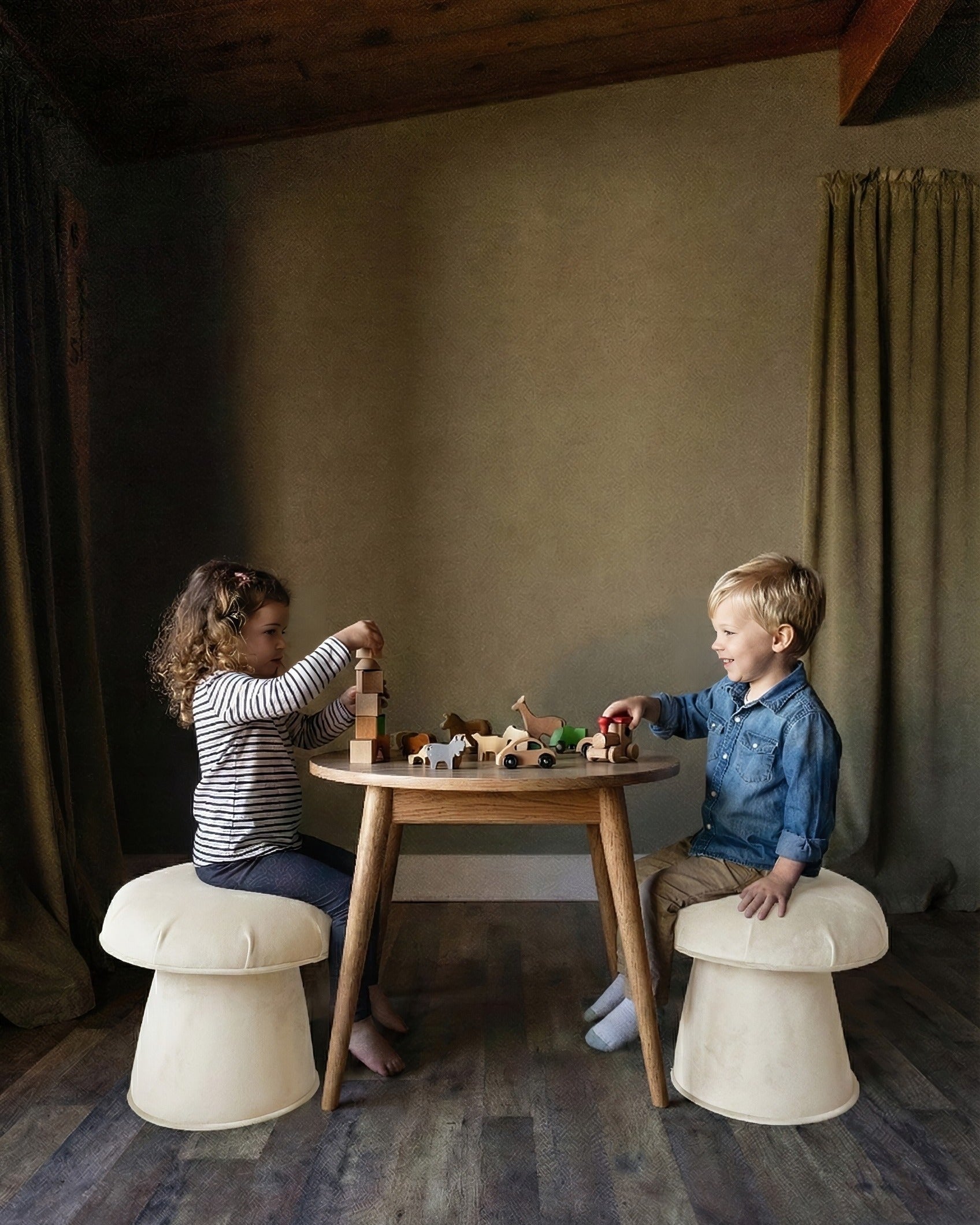 Lucille Play Table &amp; Mushroom Stools