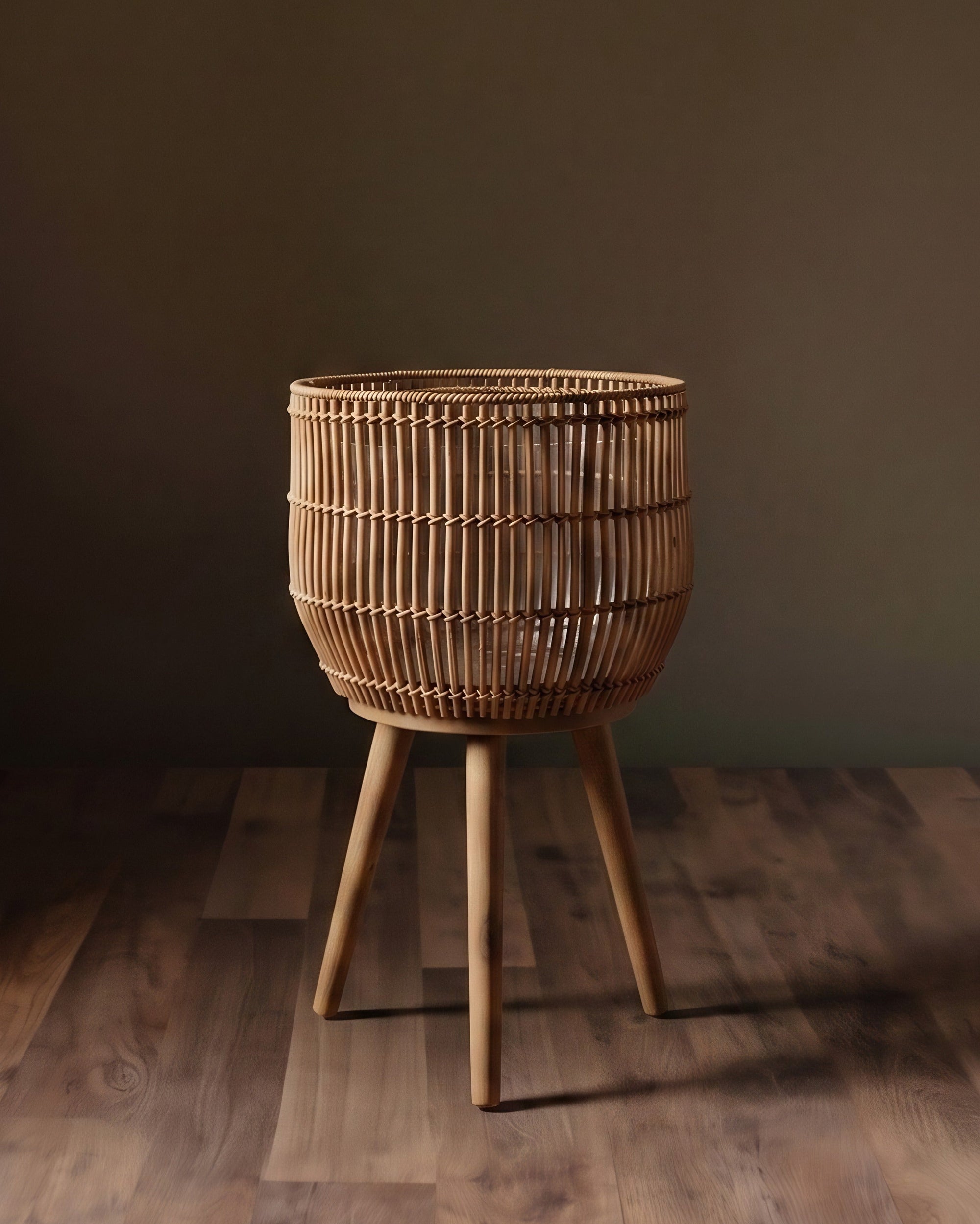 The Atelier Rattan Pedestal Planter