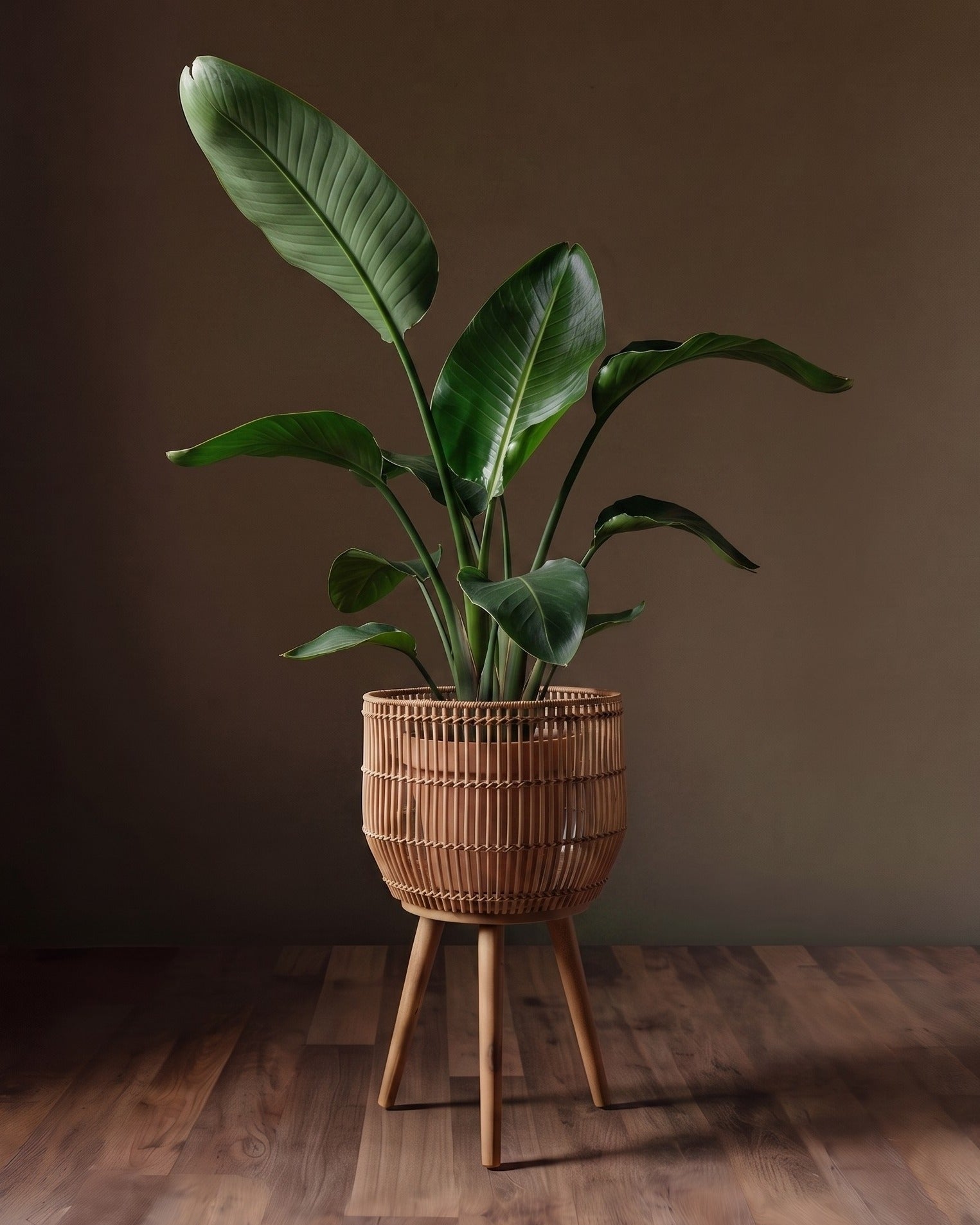 The Atelier Rattan Pedestal Planter