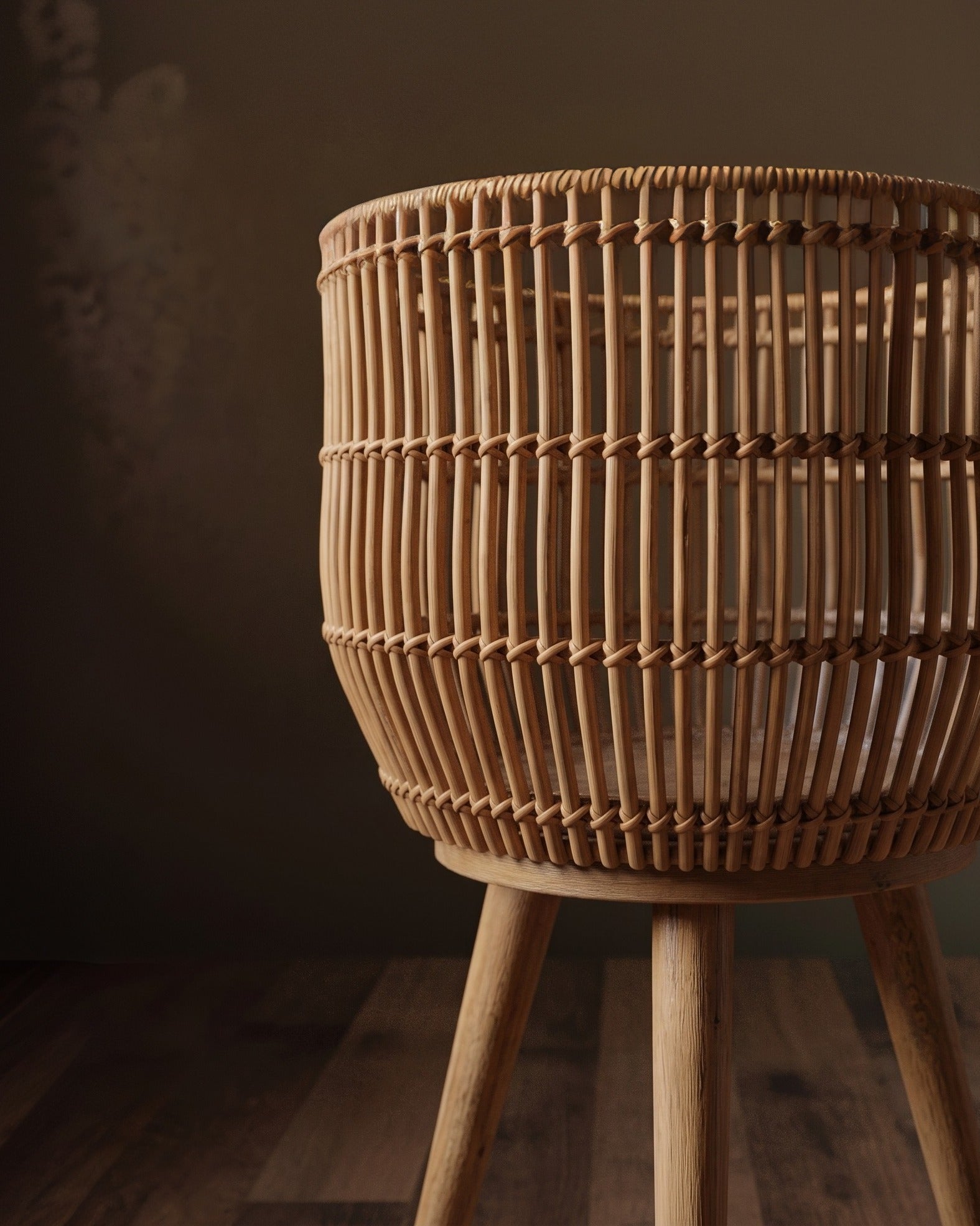 The Atelier Rattan Pedestal Planter