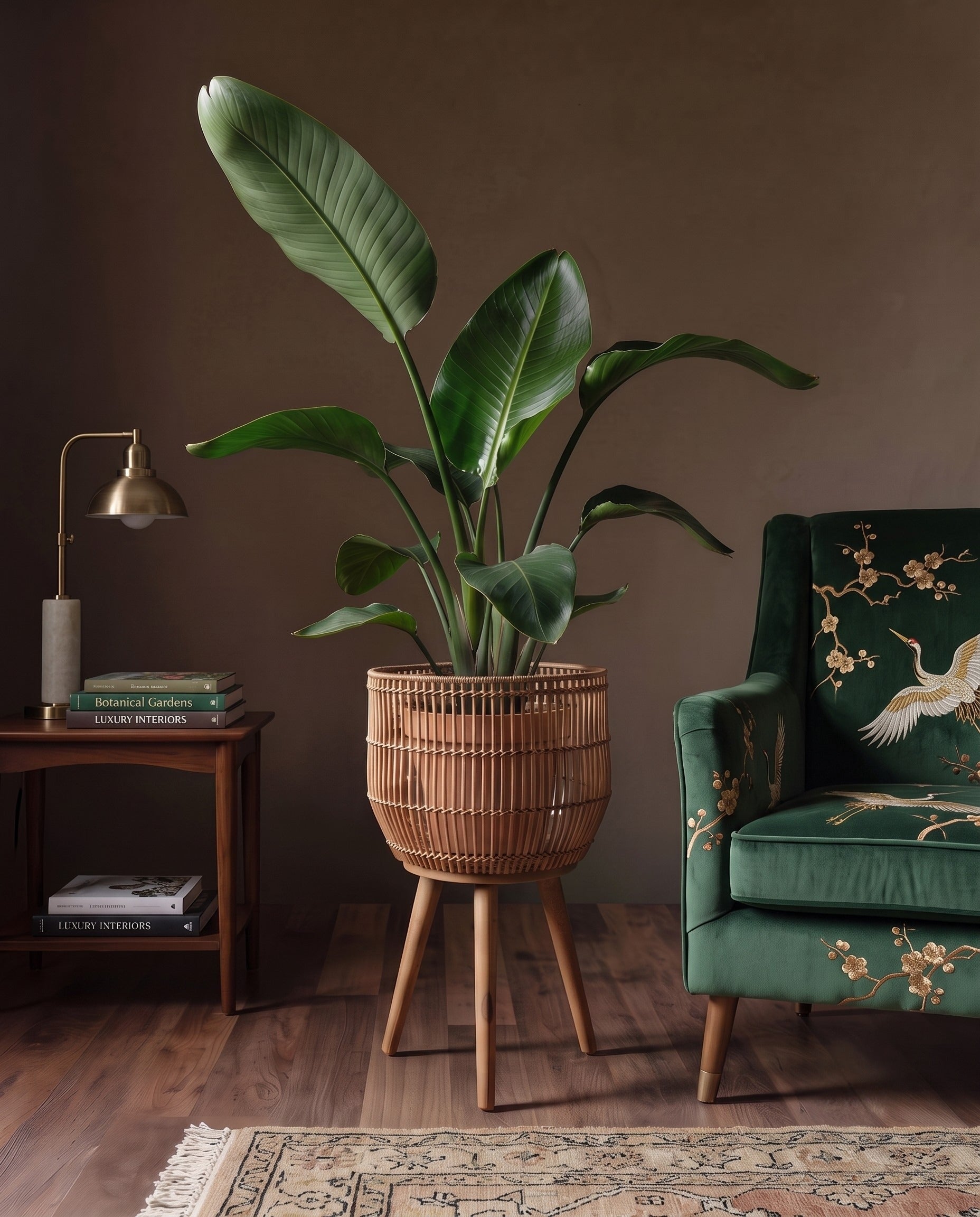The Atelier Rattan Pedestal Planter