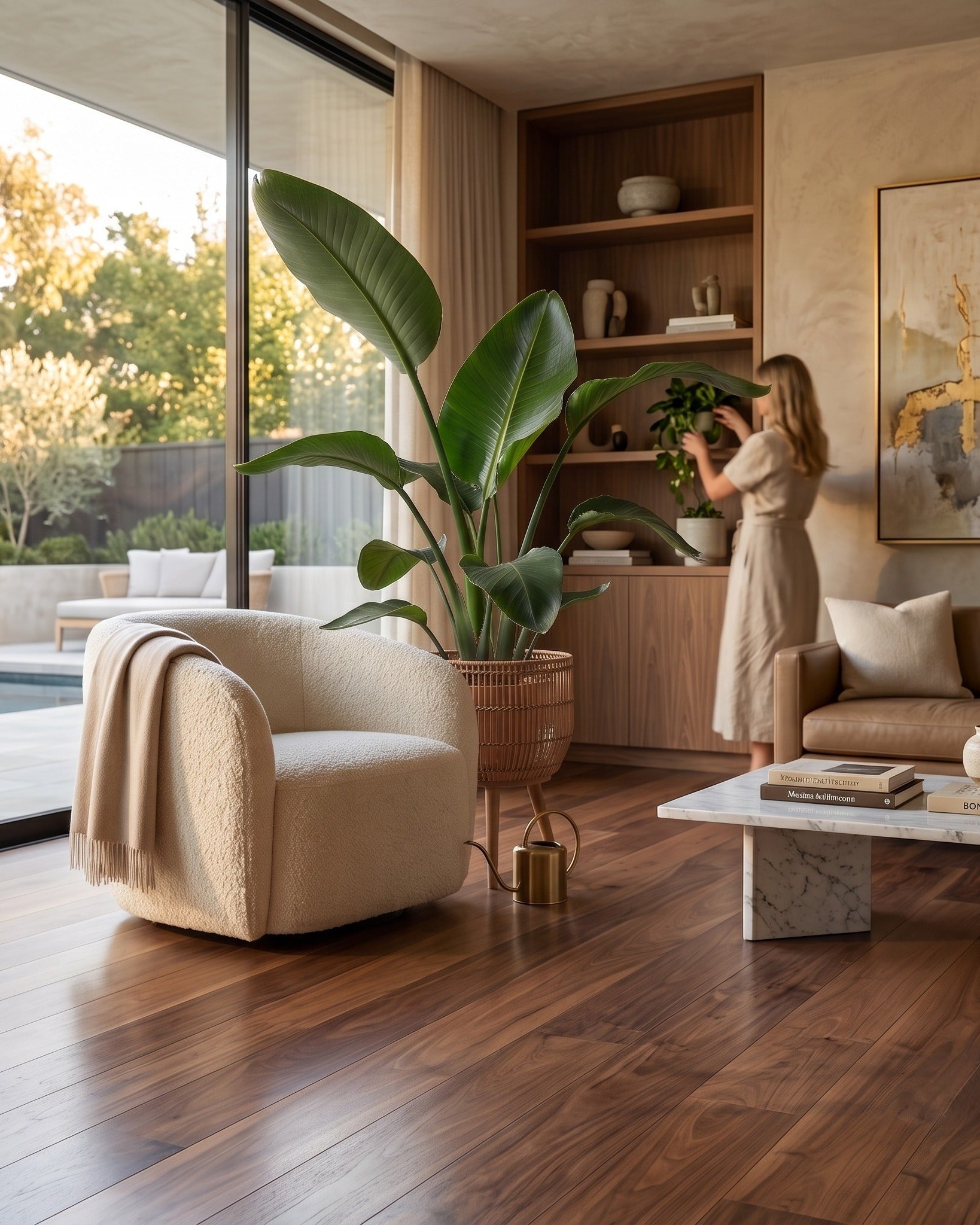 The Atelier Rattan Pedestal Planter