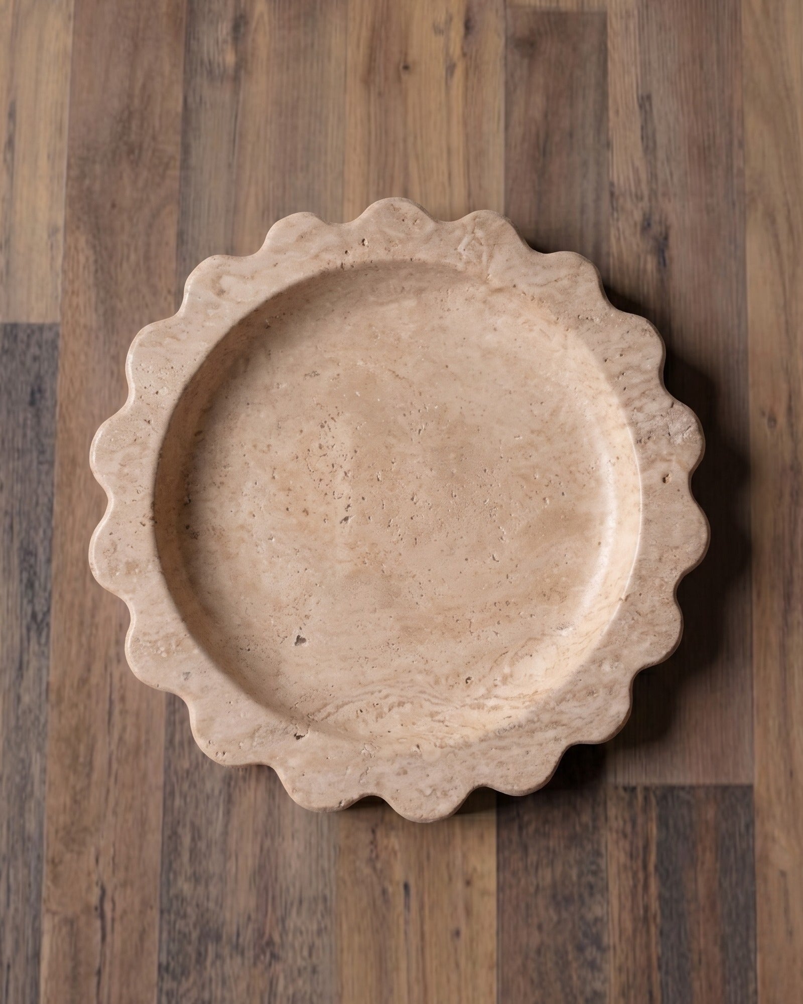 Scalloped Hand-carved Travertine Tray