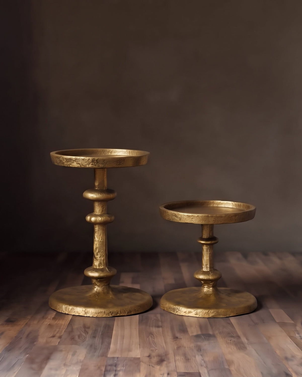 Ashford Hand-Forged Antiqued Brass Pillar Candle Holders