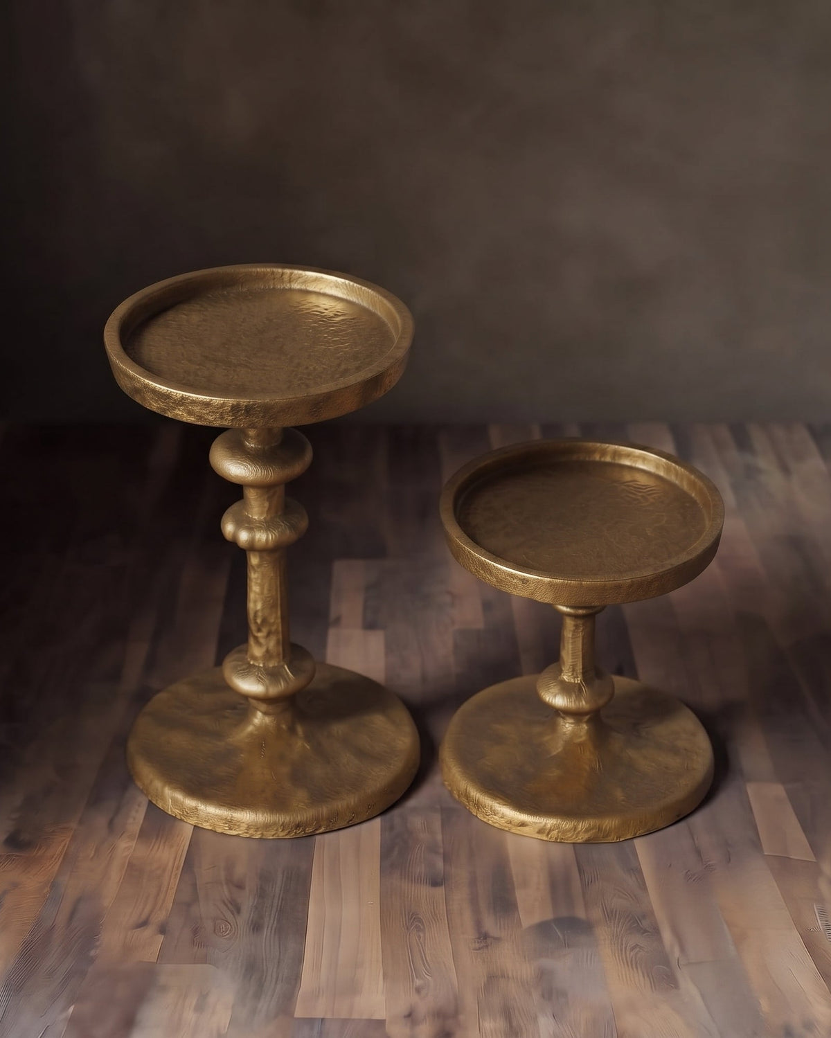 Ashford Hand-Forged Antiqued Brass Pillar Candle Holders