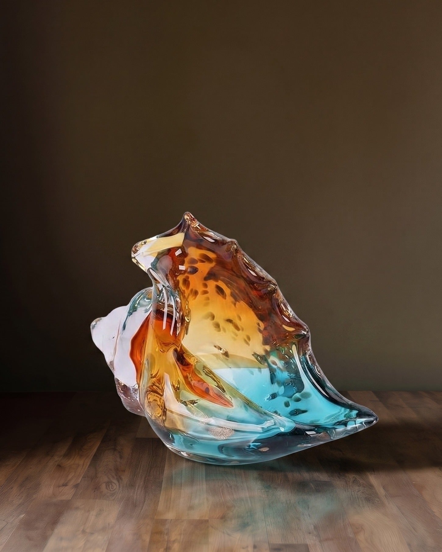 The Triton’s Crest: Hand-Blown Art Glass Conch Sculpture