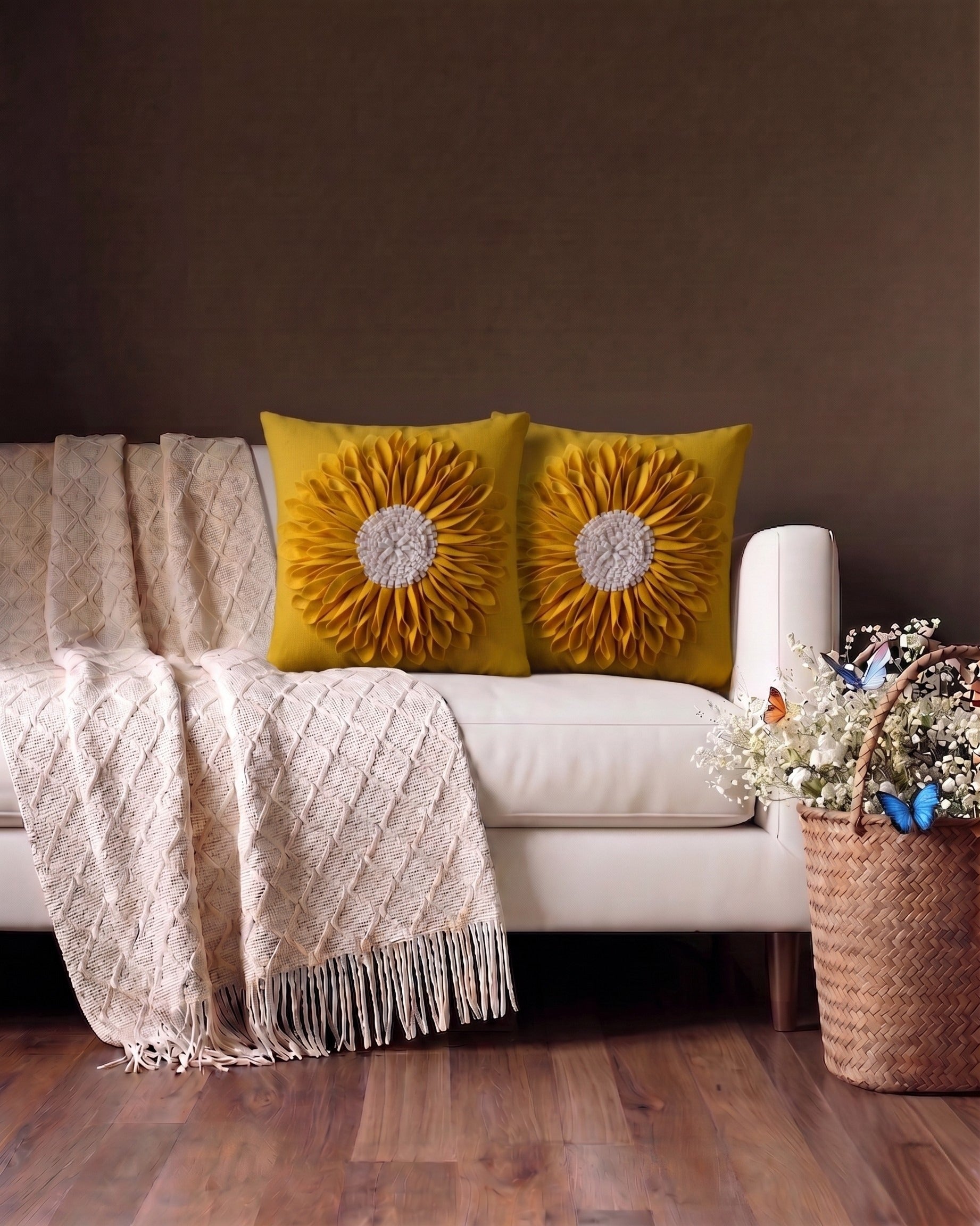 The Marigold Bloom Textured Accent Pillow