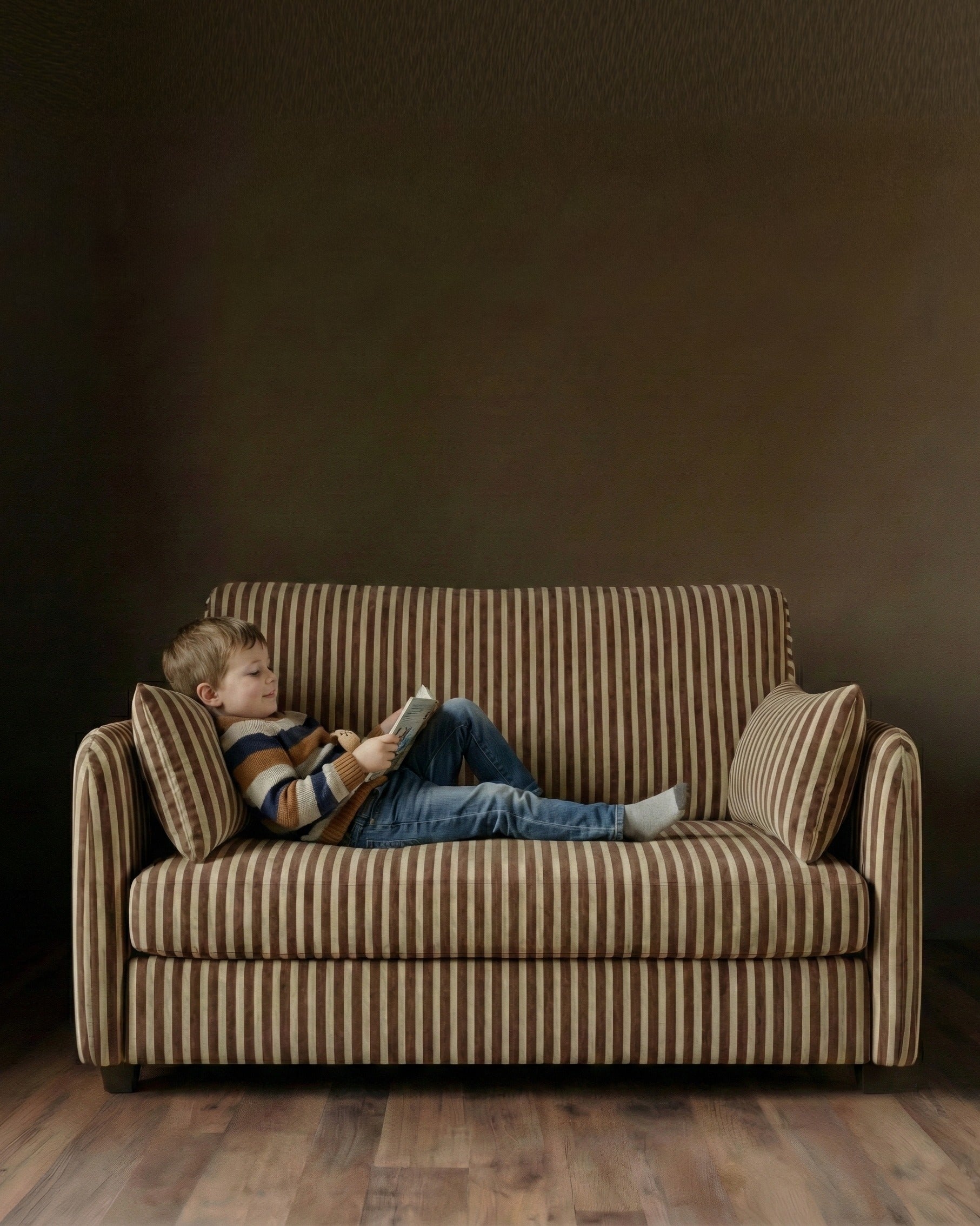 Edloe Linen Velvet Child Sofa - Mink