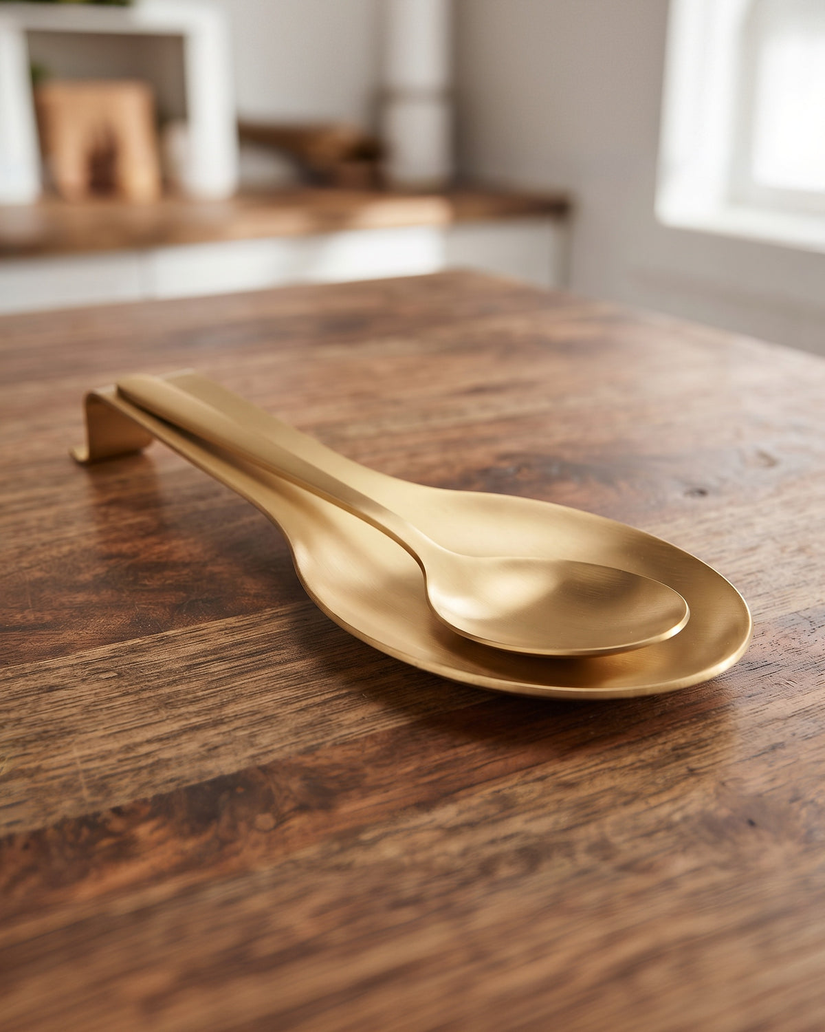 AuraGlow Brushed Gold Stainless Steel Spoon Rest