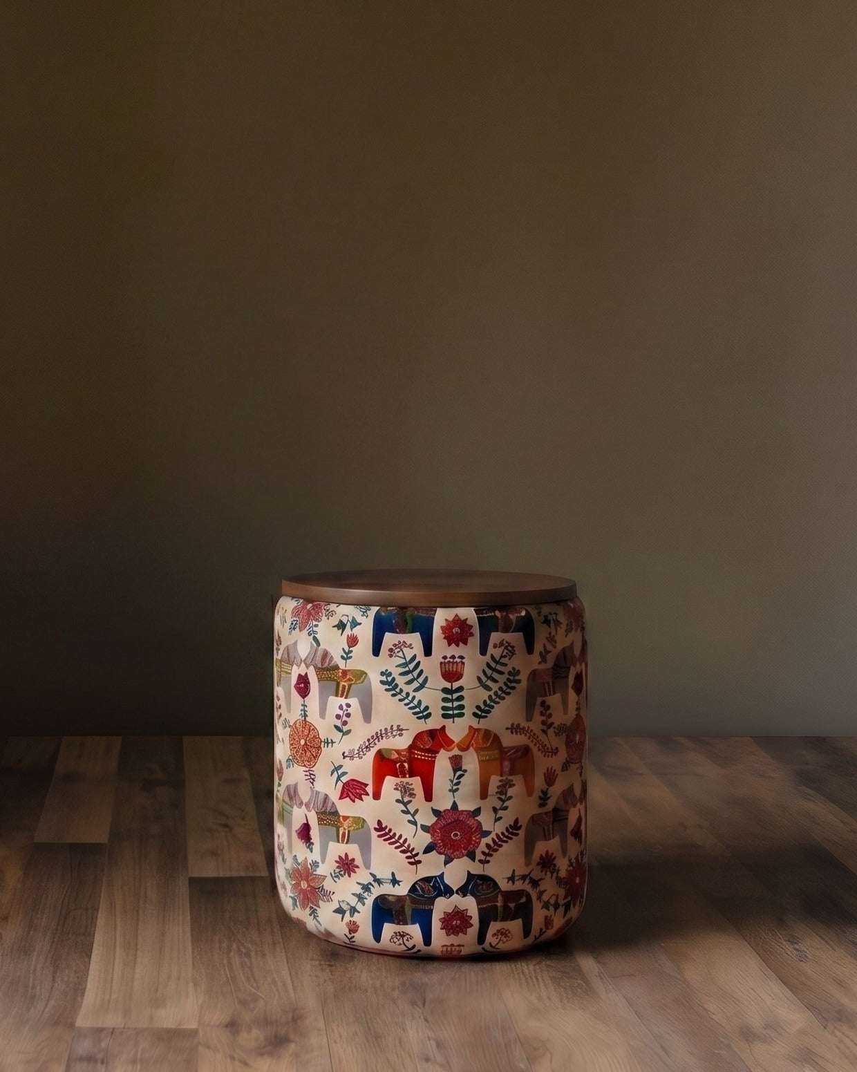 The Stockholm Storage Ottoman | Dala Horse Edition