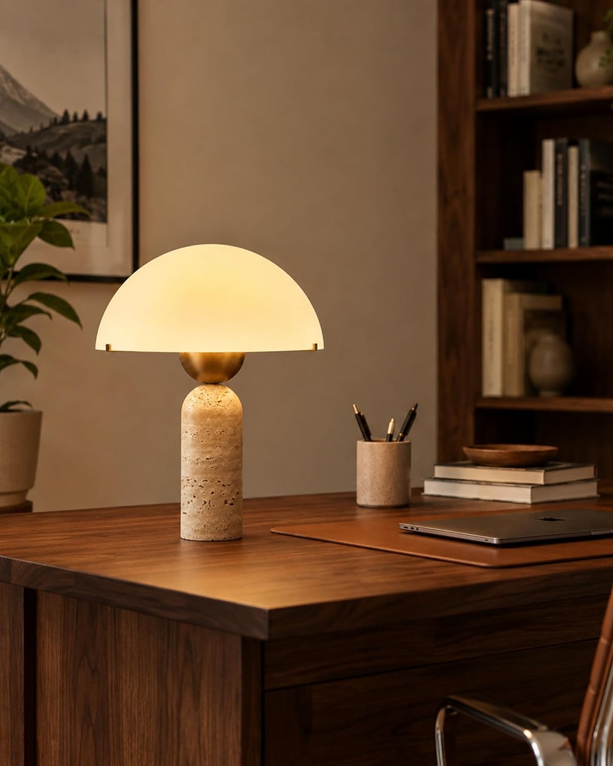 The Aurelian Pillar Travertine Lamp