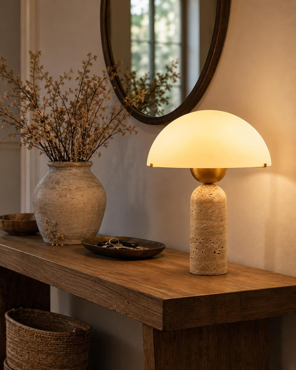 The Aurelian Pillar Travertine Lamp