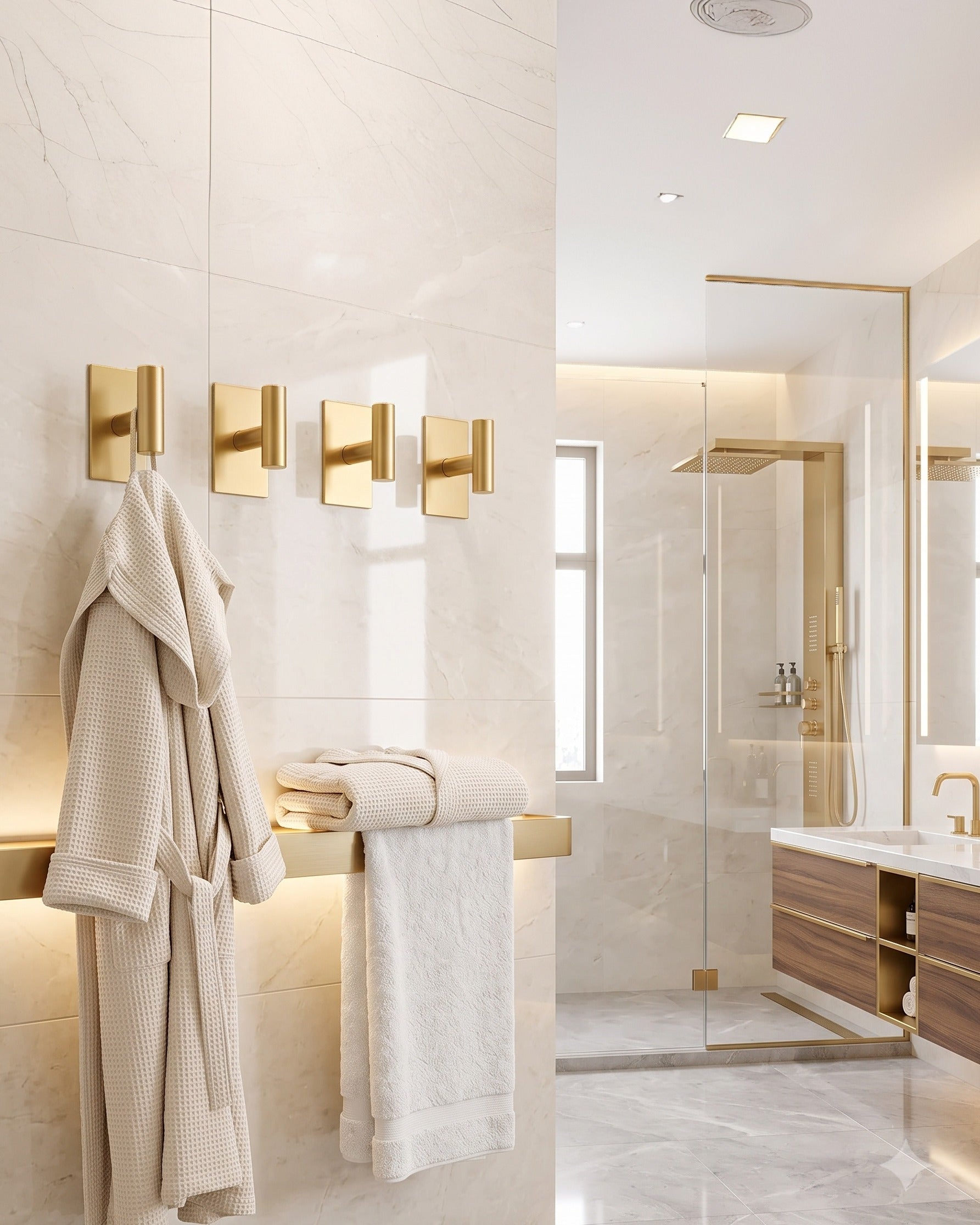 Aura Minimalist Brushed Brass Wall Hook
