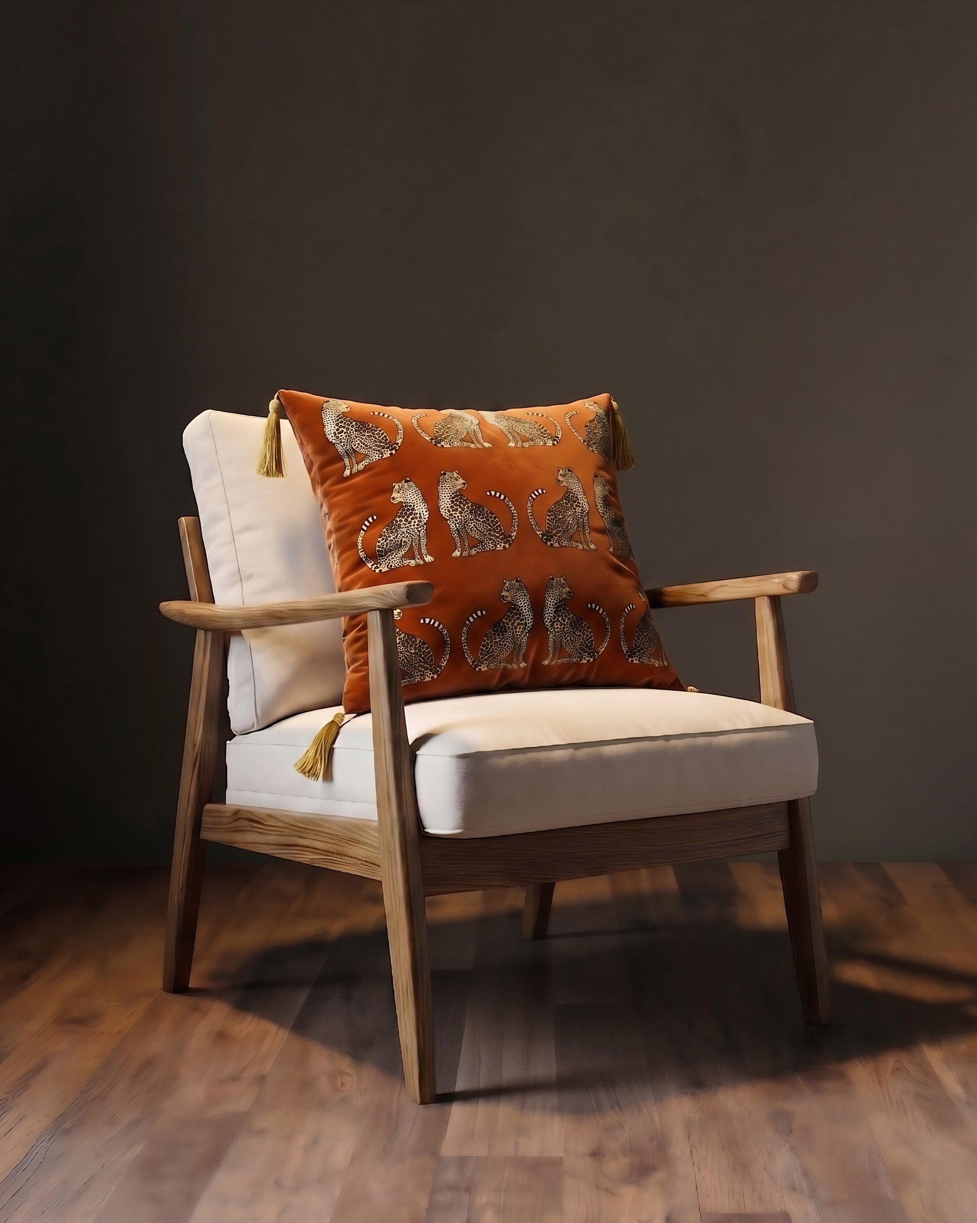 The Serengeti Velvet Throw Pillow – Burnt Amber