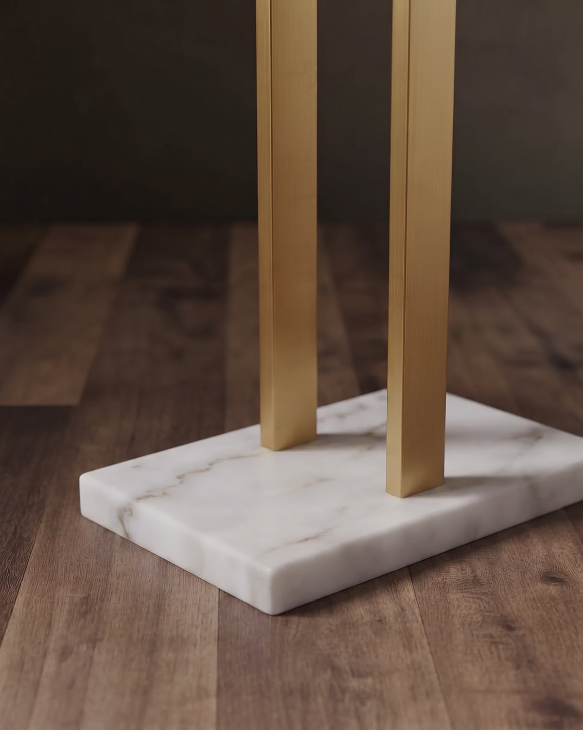 Vesper Luminary Free-Standing Dual-Tier Towel Concierge in Brushed Brass &amp; Carrara Marble