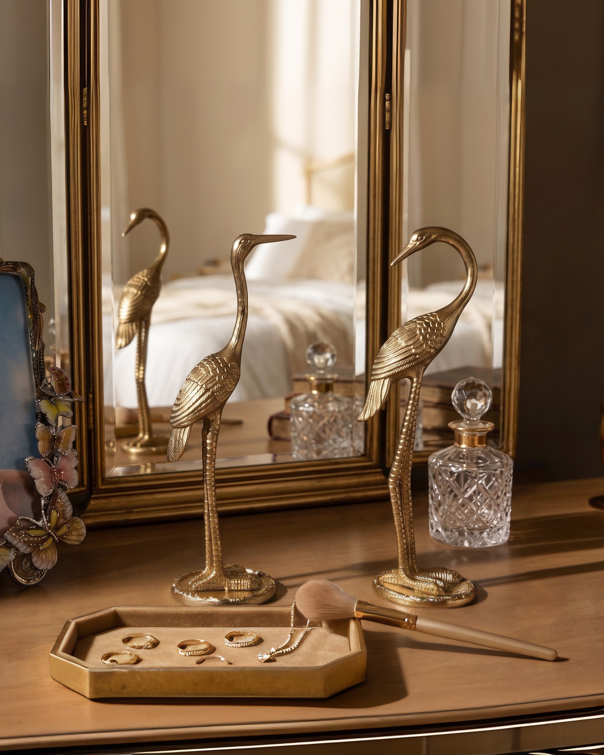 The Seraphina Gilded Crane Ring &amp; Accessory Stand