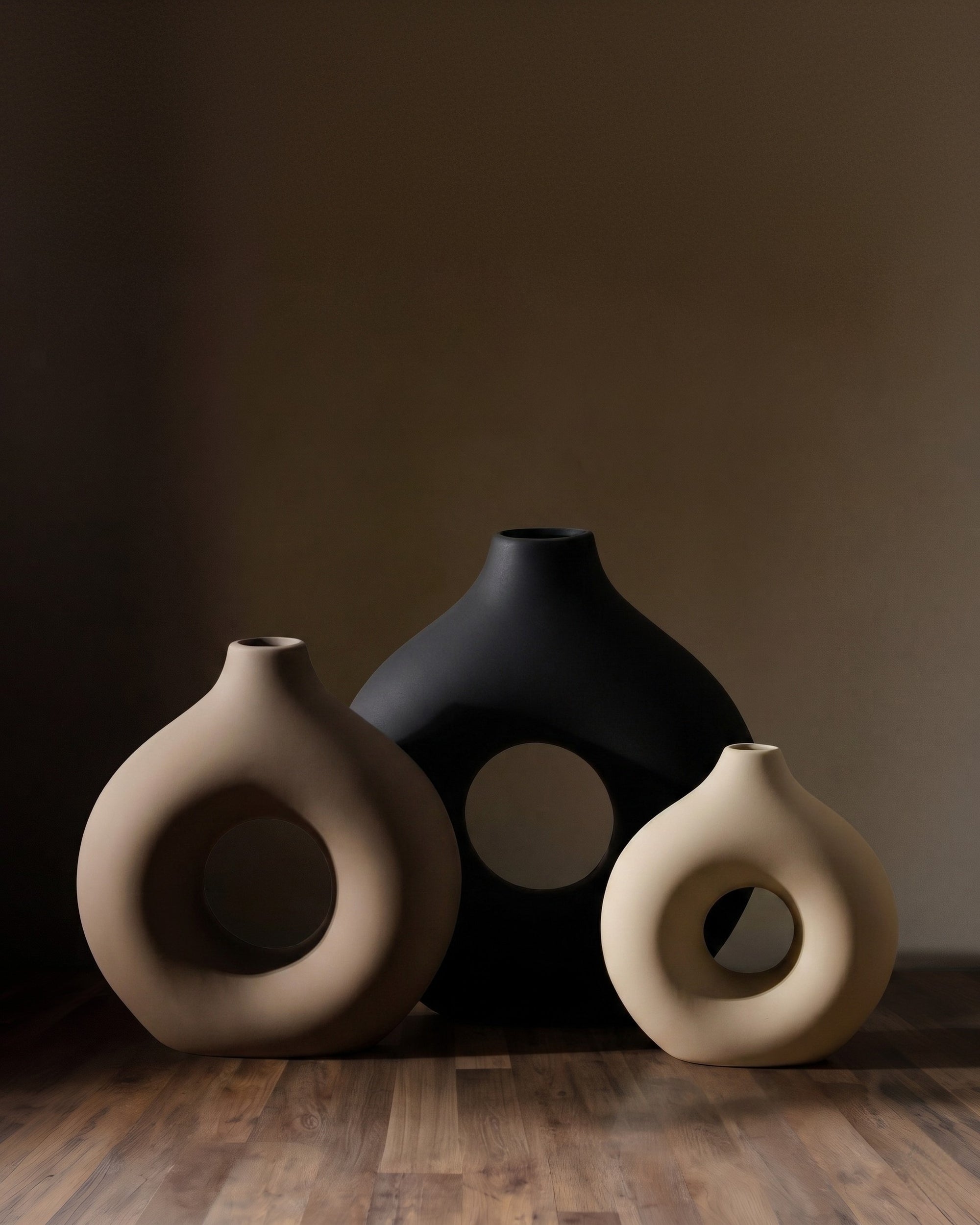 The Eclipse Trio | Handcrafted Matte Ceramic Vase Set