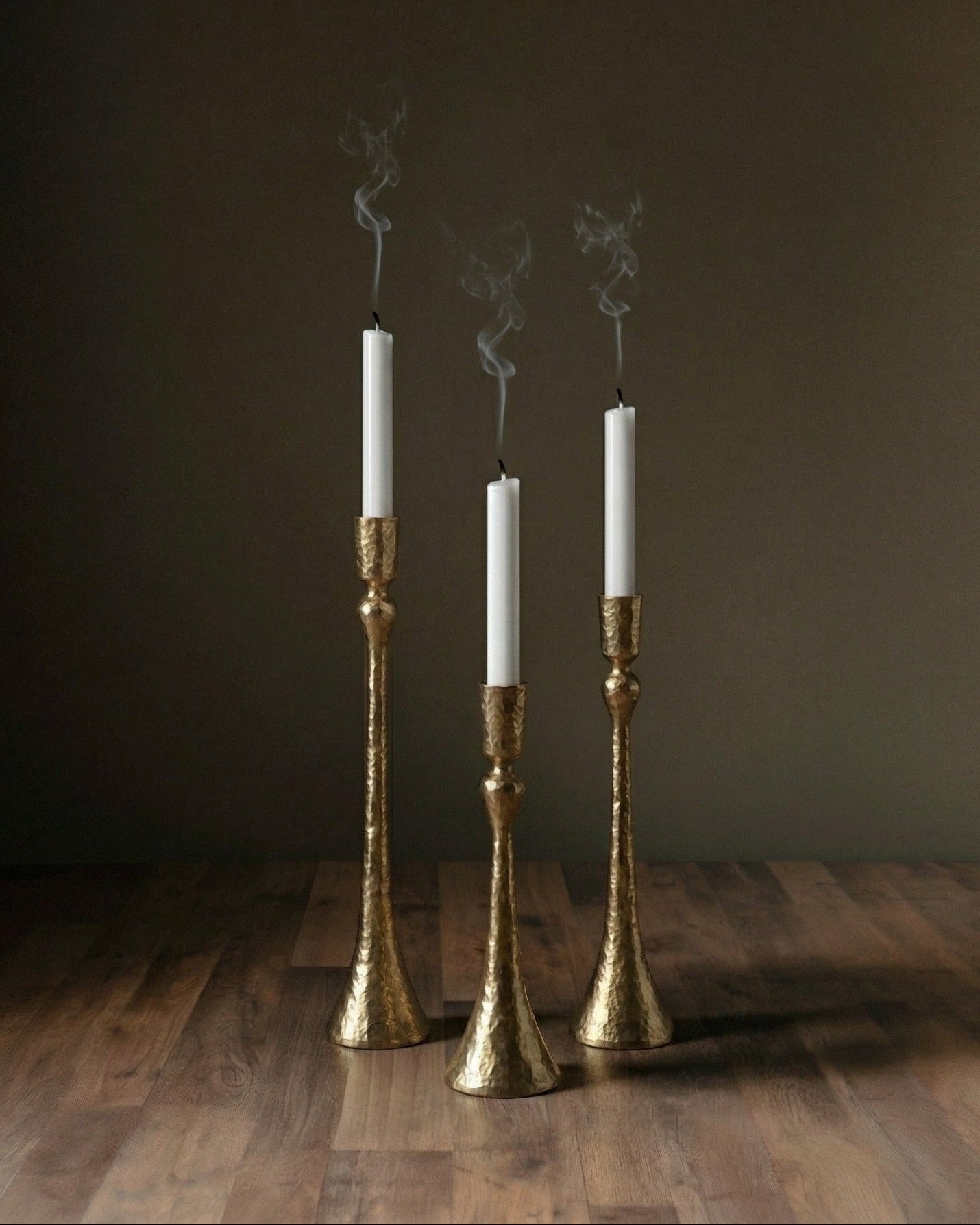 The Artisan Hammered Trio Hand-Forged Taper Candle Holder
