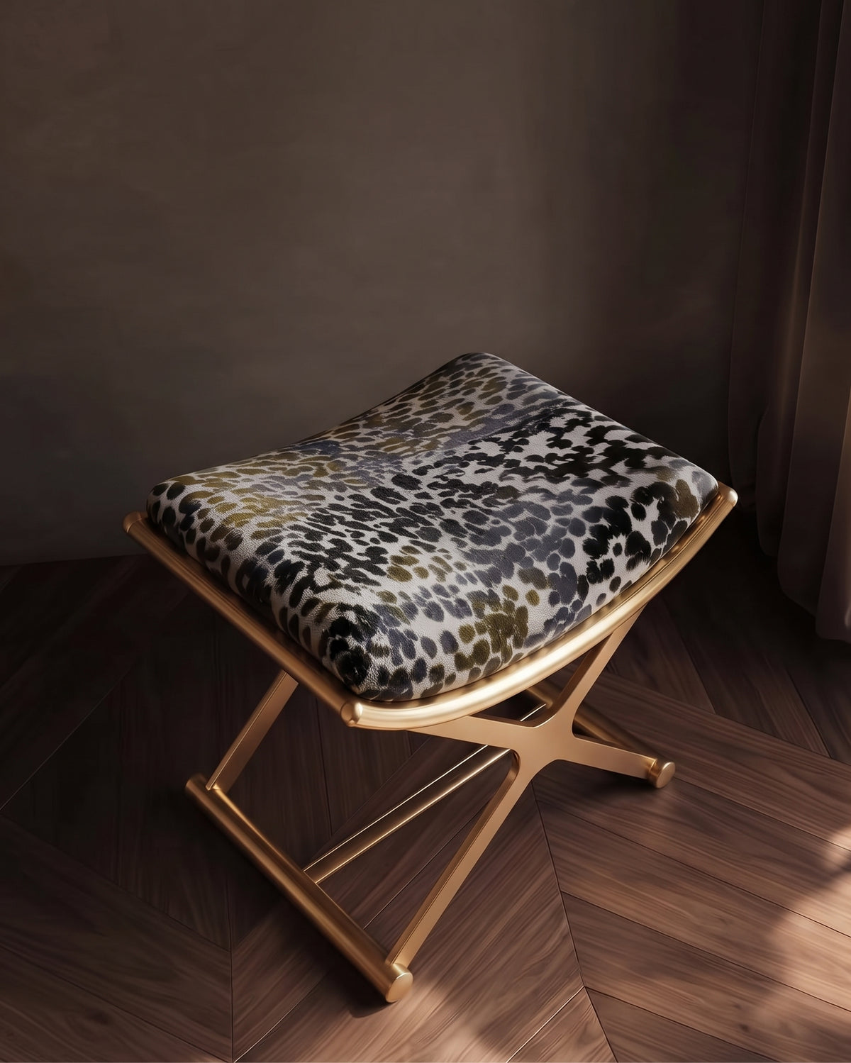 The Sovereign Cut-Velvet Vanity Stool
