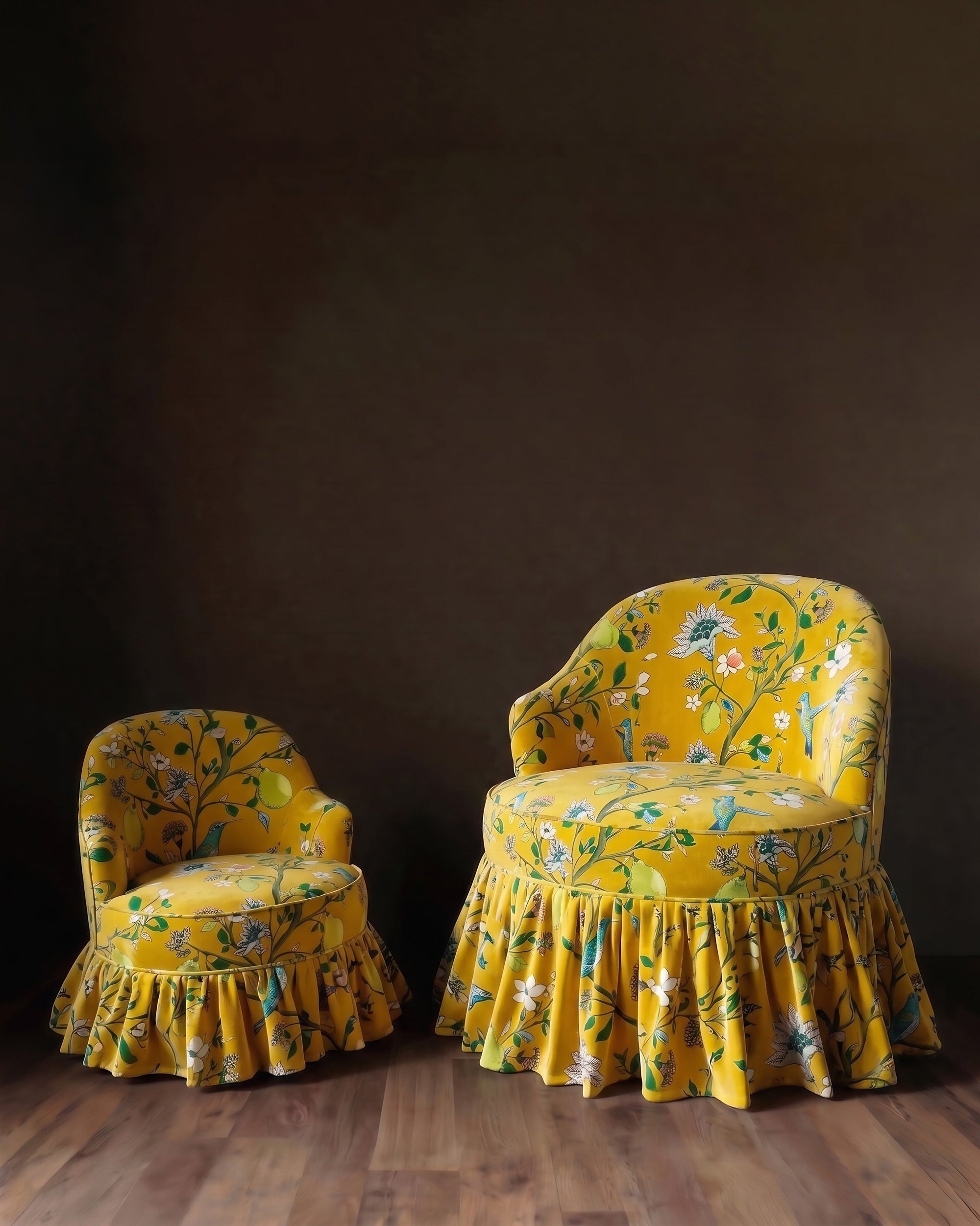 The Queen’s Garden Skirted Armchair – Petite