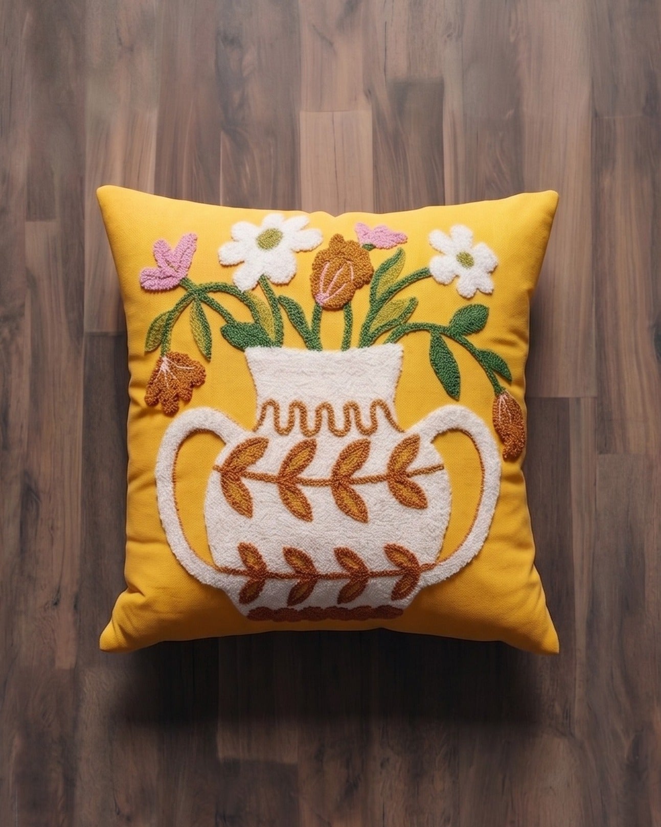 The Marigold Harvest Hand-Embroidered Accent Pillow