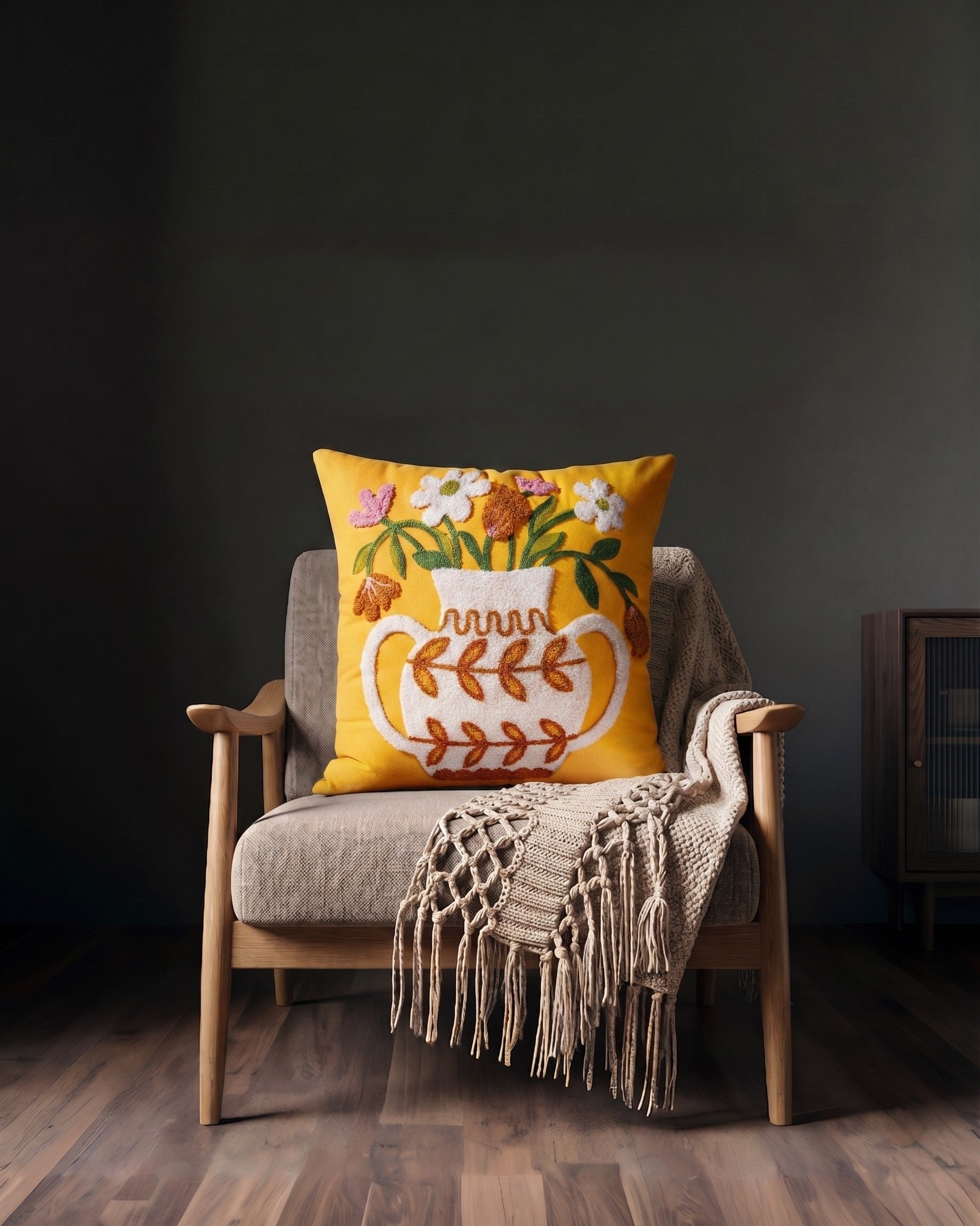 The Marigold Harvest Hand-Embroidered Accent Pillow