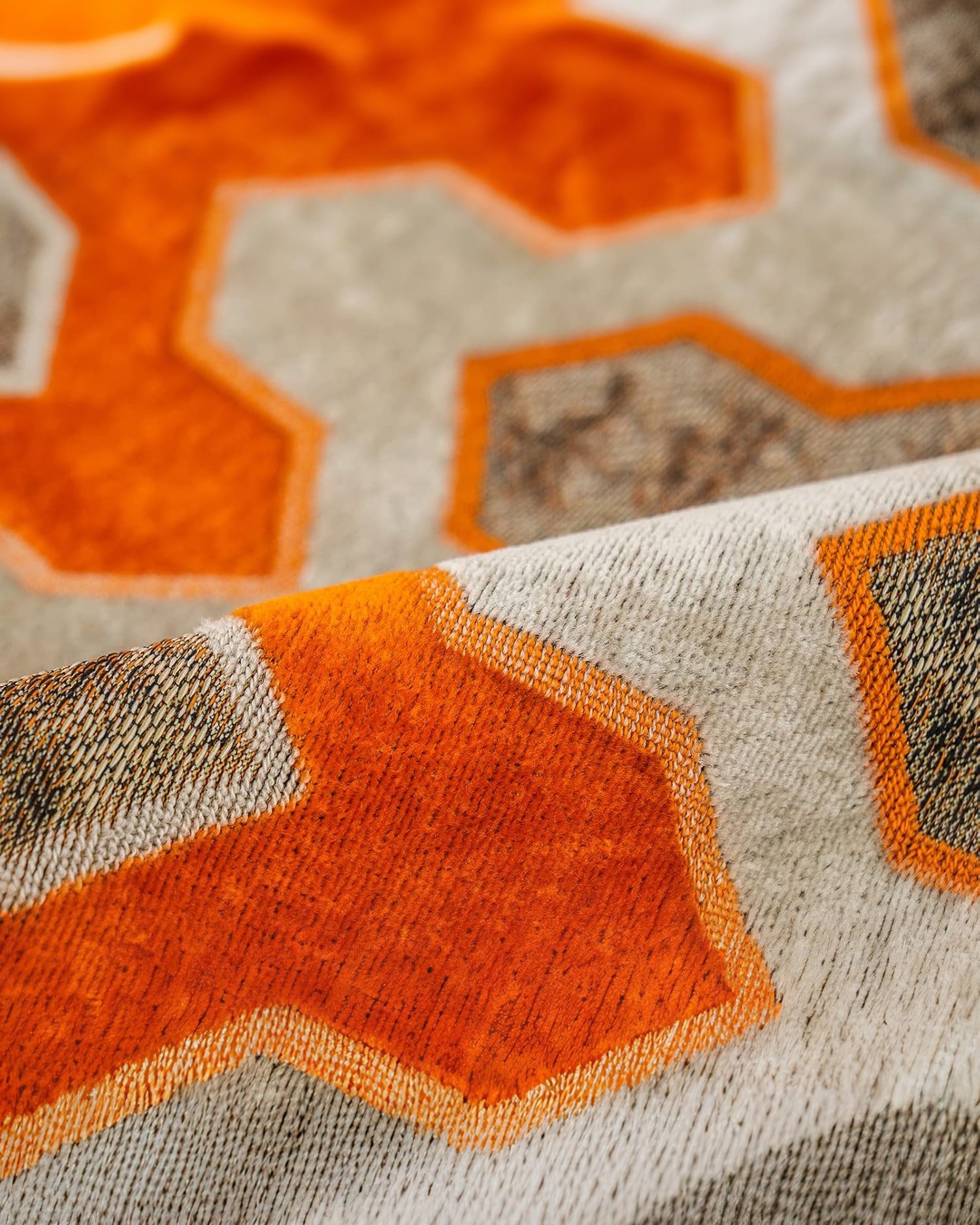 The Saffron Ziggurat Velvet Pillow