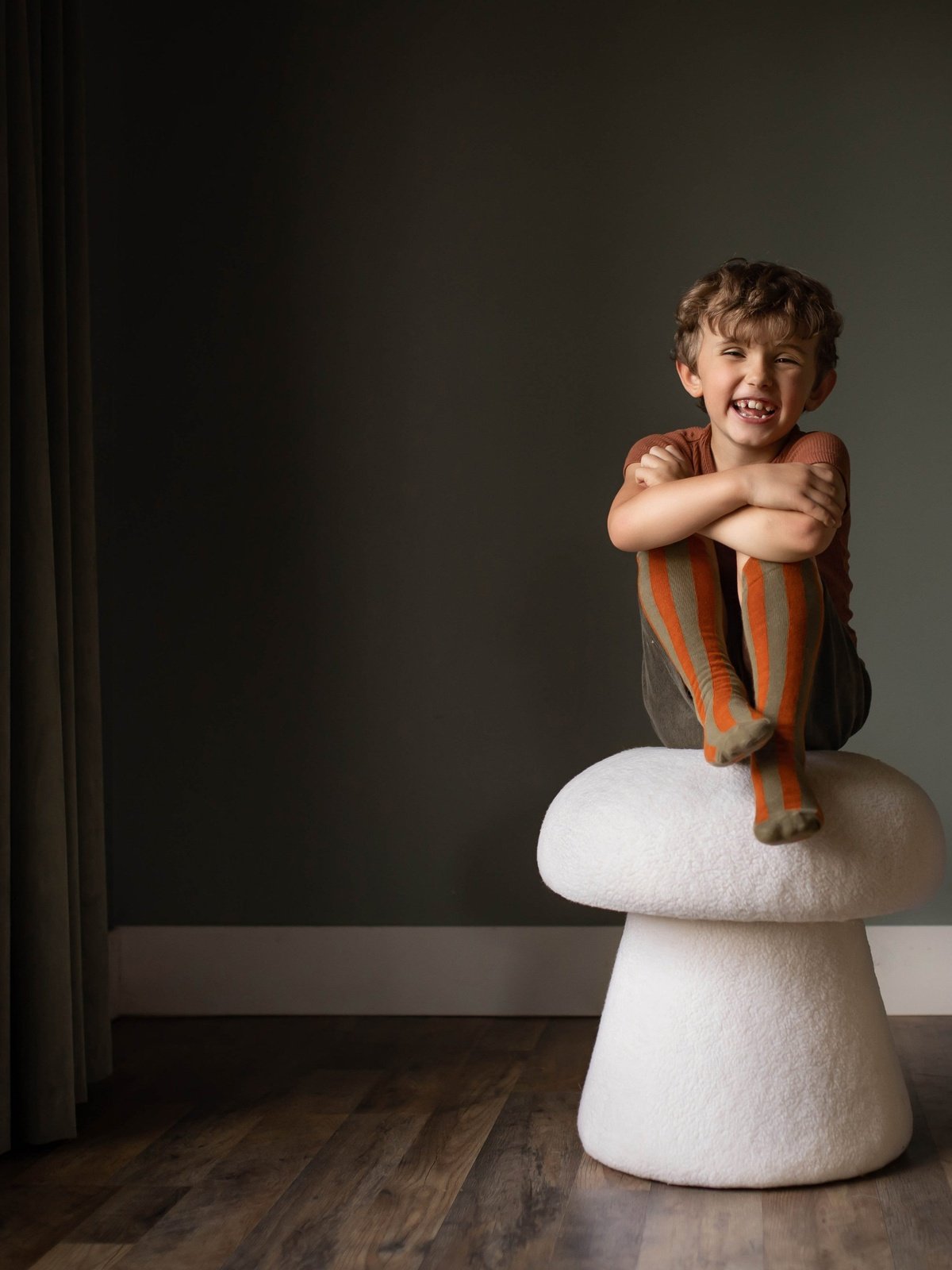 Large Boucle Mushroom Stool White